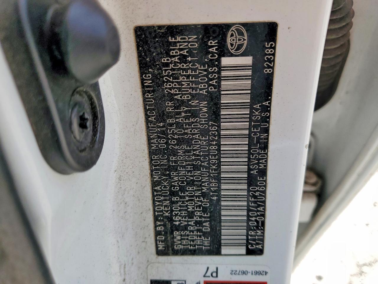 2014 Toyota Camry Se White vin: 4T1BF1FK9EU842367