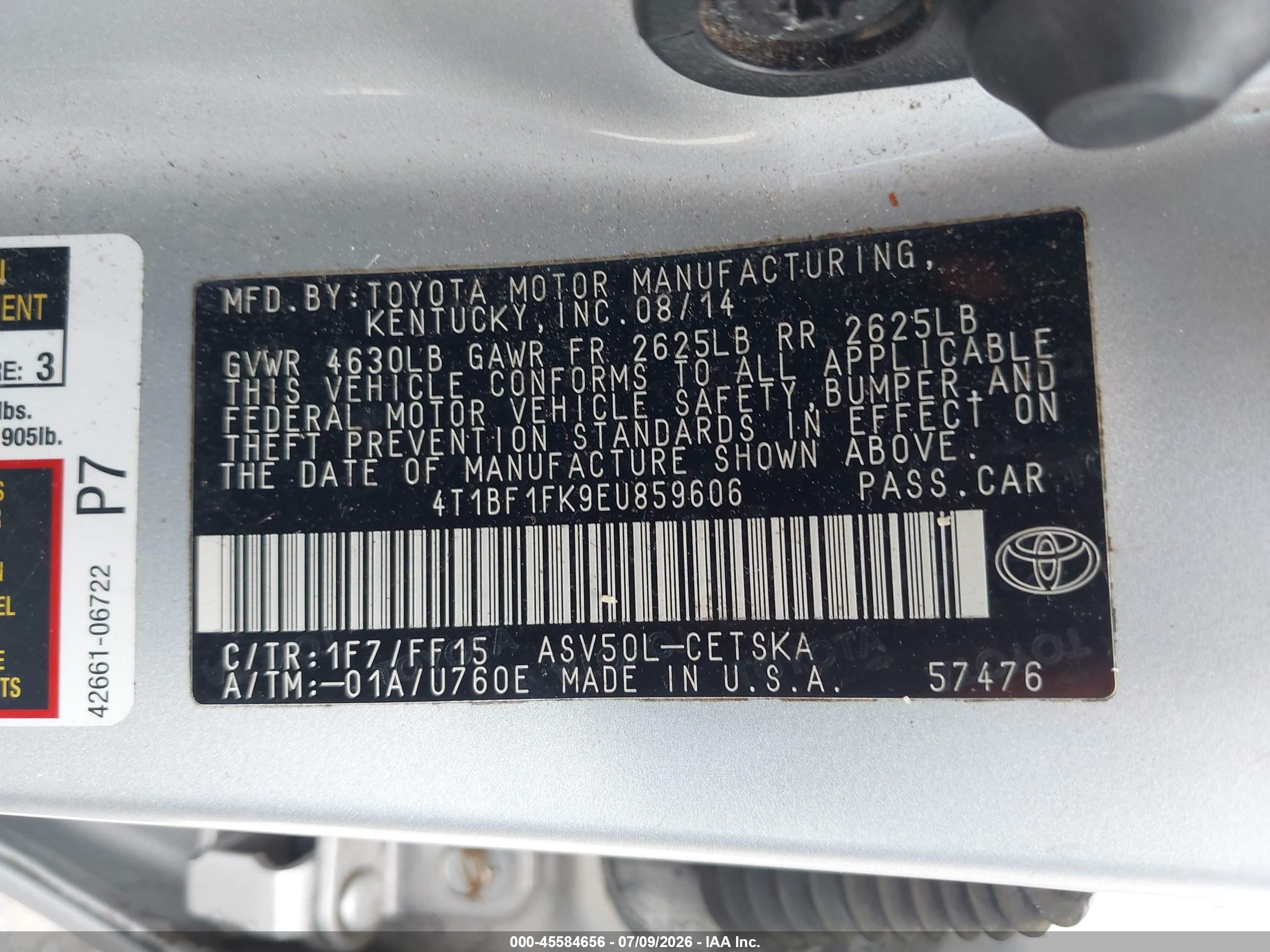 2014 Toyota Camry Se Silver vin: 4T1BF1FK9EU859606