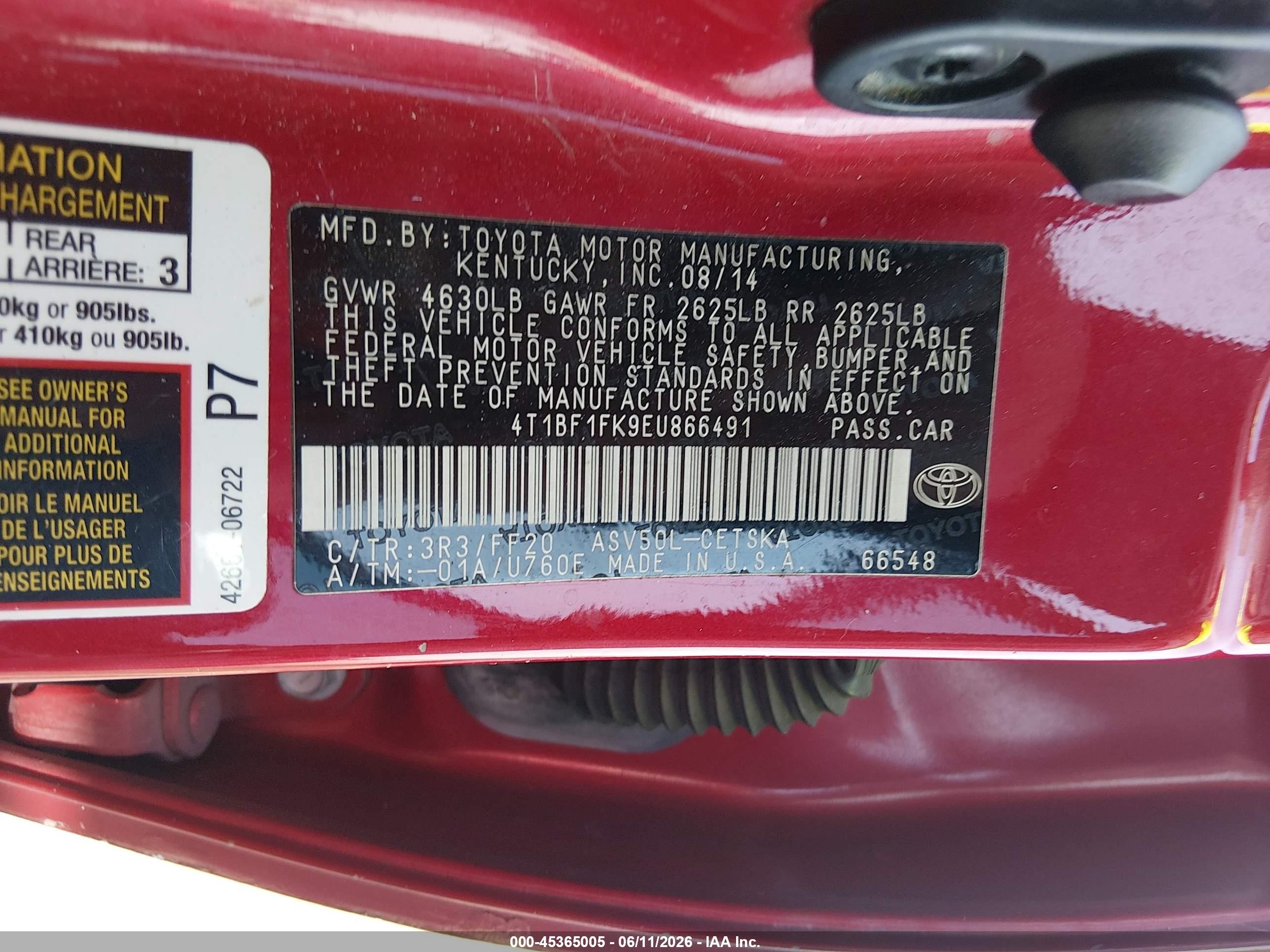2014 Toyota Camry Se Red vin: 4T1BF1FK9EU866491