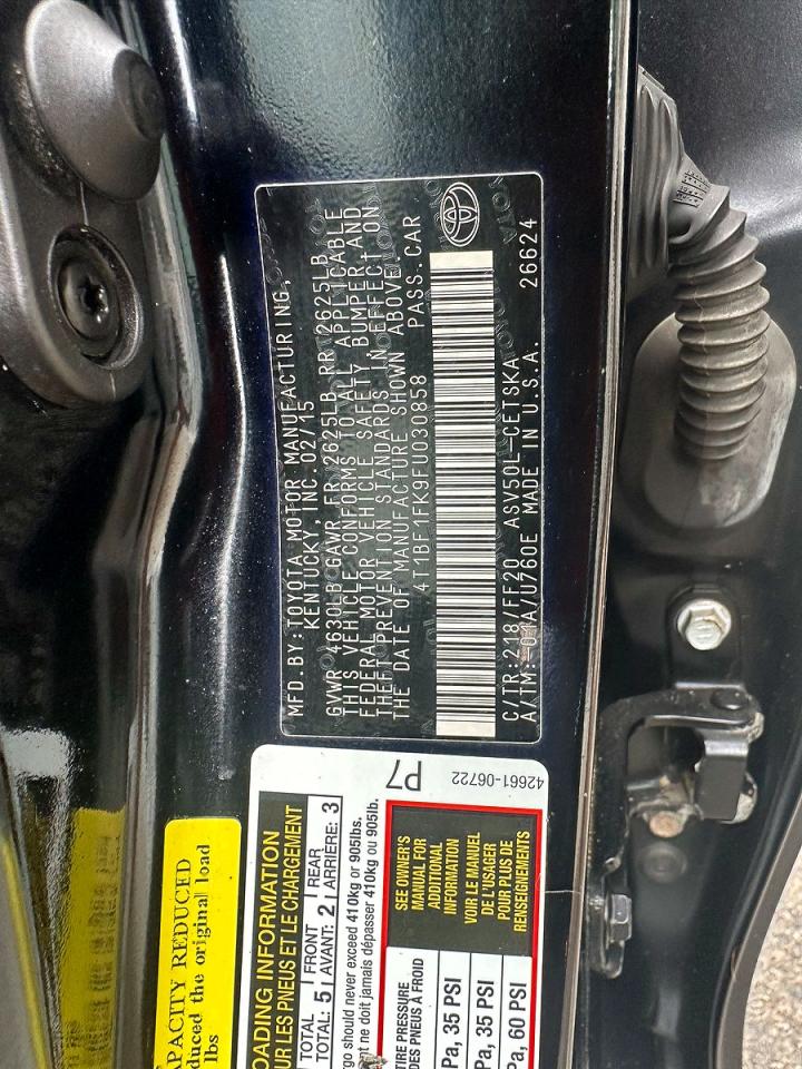 2015 Toyota Camry Se Black vin: 4T1BF1FK9FU030858