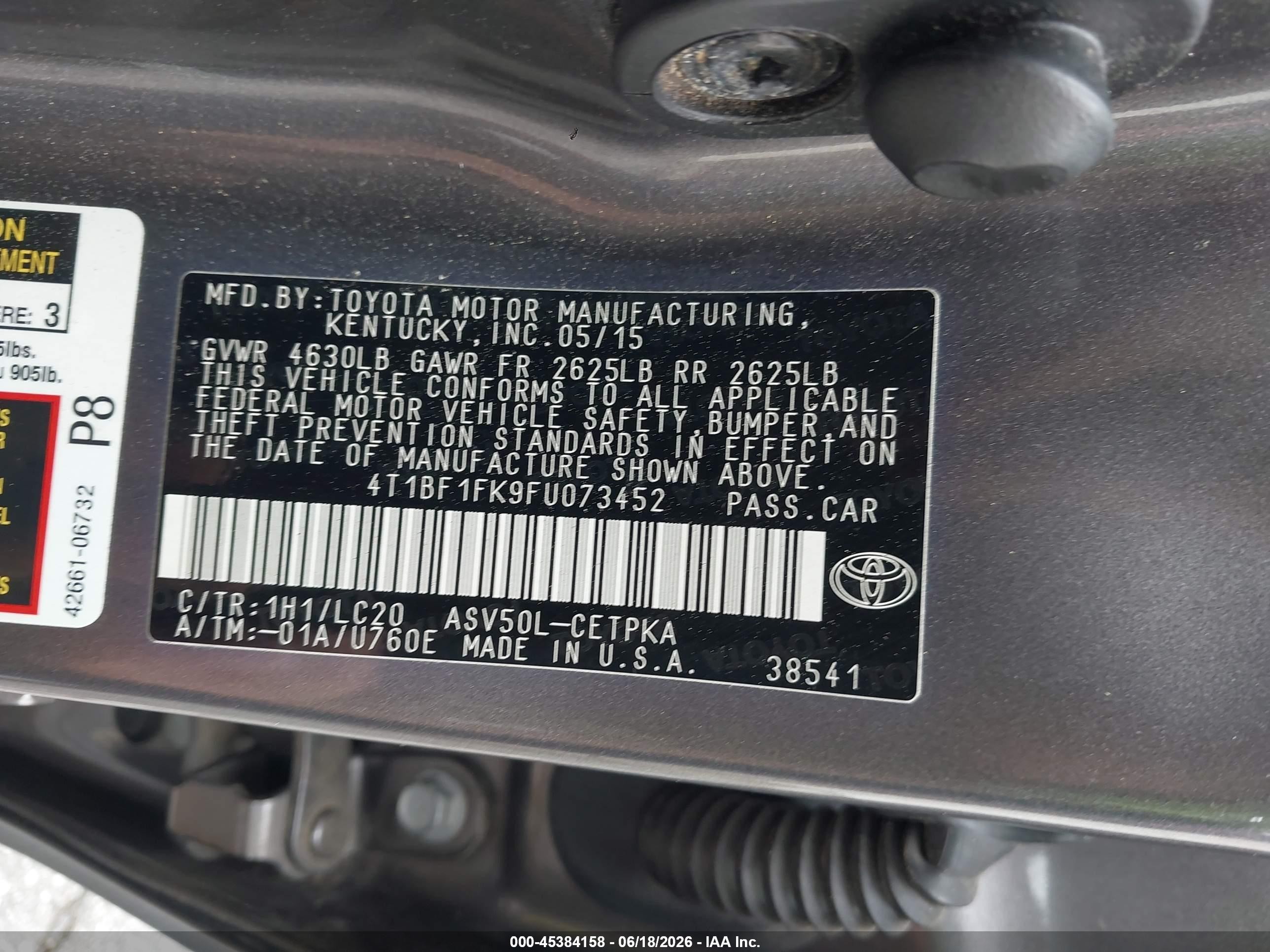 2015 Toyota Camry Xse Gray vin: 4T1BF1FK9FU073452