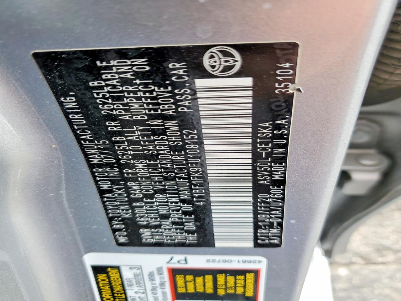 2015 Toyota Camry Se Silver vin: 4T1BF1FK9FU108152