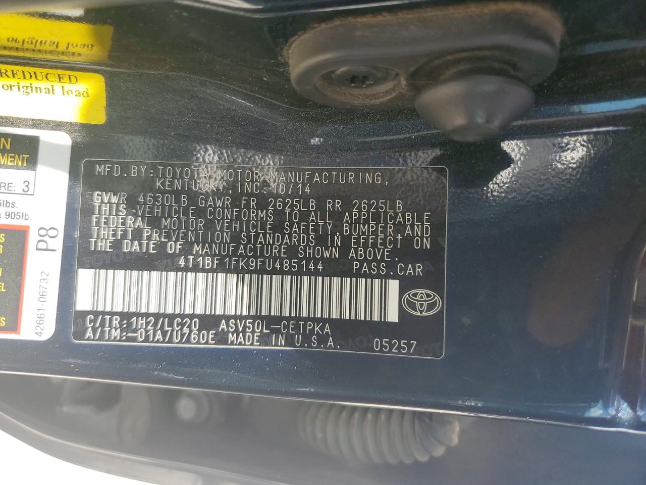 2015 Toyota Camry Xse Blue vin: 4T1BF1FK9FU485144