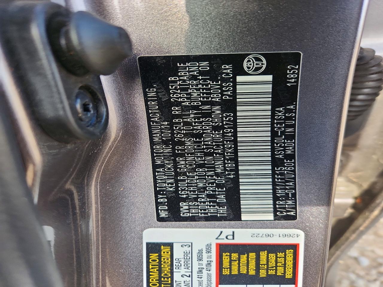 2015 Toyota Camry Se Gray vin: 4T1BF1FK9FU491753