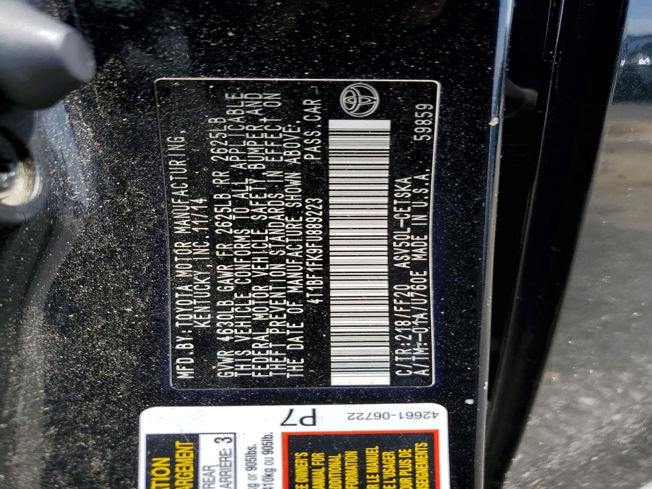 2015 Toyota Camry Se Blue vin: 4T1BF1FK9FU889223