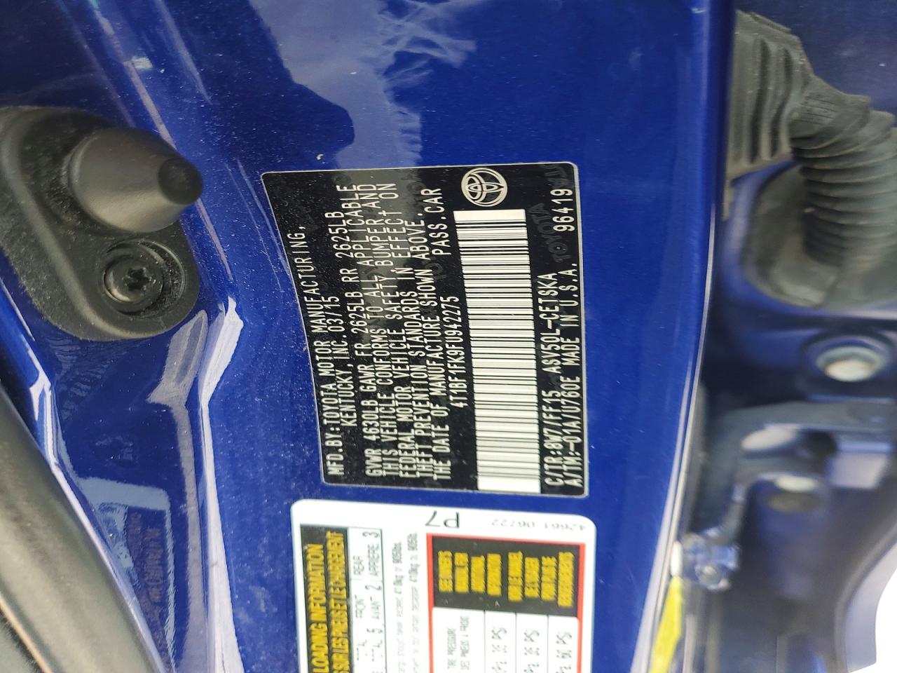 2015 Toyota Camry Se Blue vin: 4T1BF1FK9FU942275