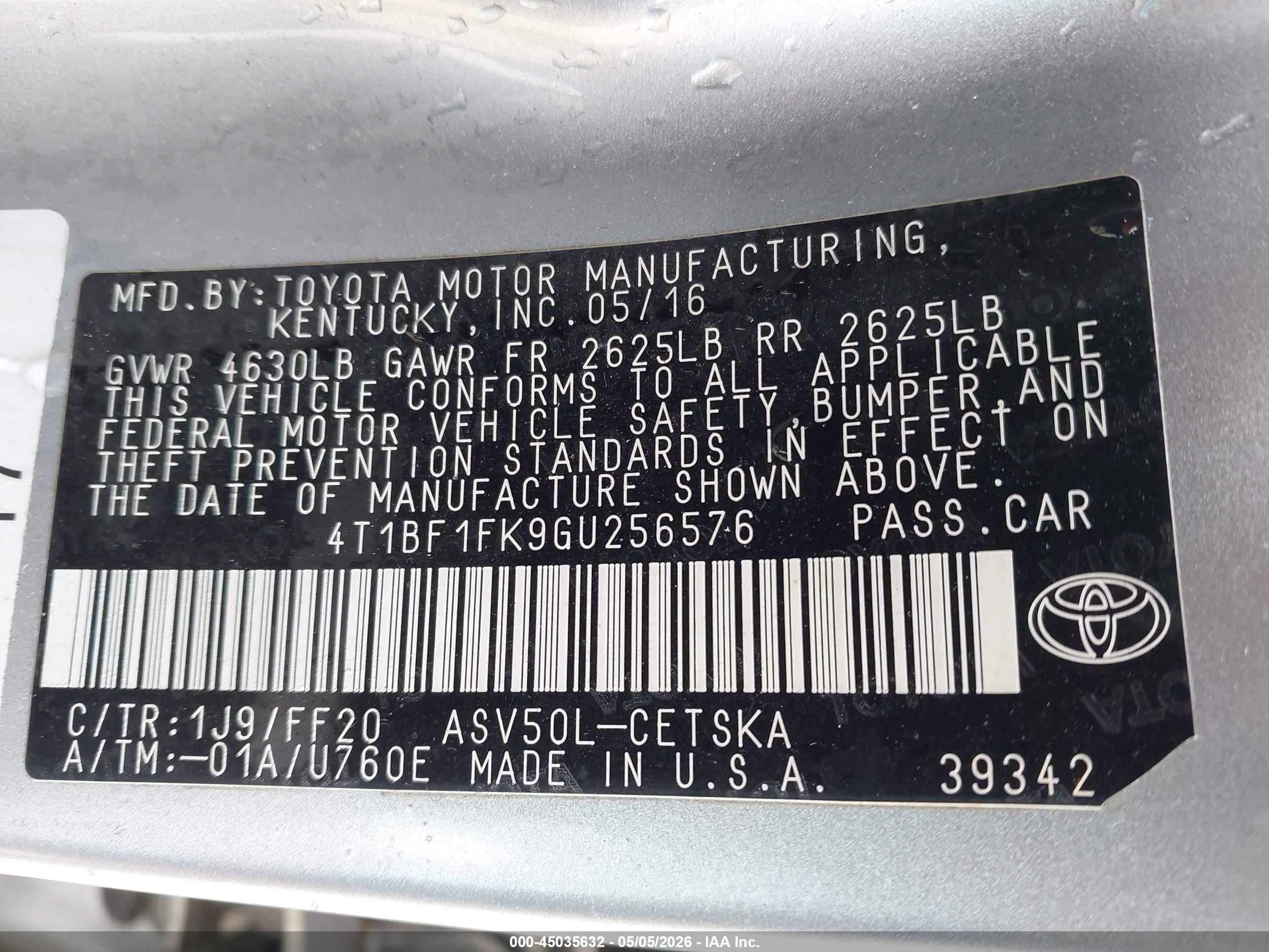 2016 Toyota Camry Se Серебряный vin: 4T1BF1FK9GU256576