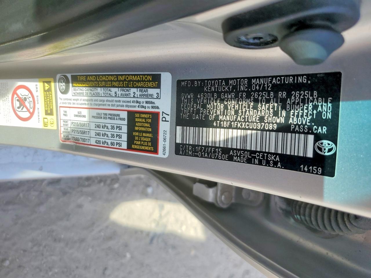 2012 Toyota Camry Se Silver vin: 4T1BF1FKXCU097089