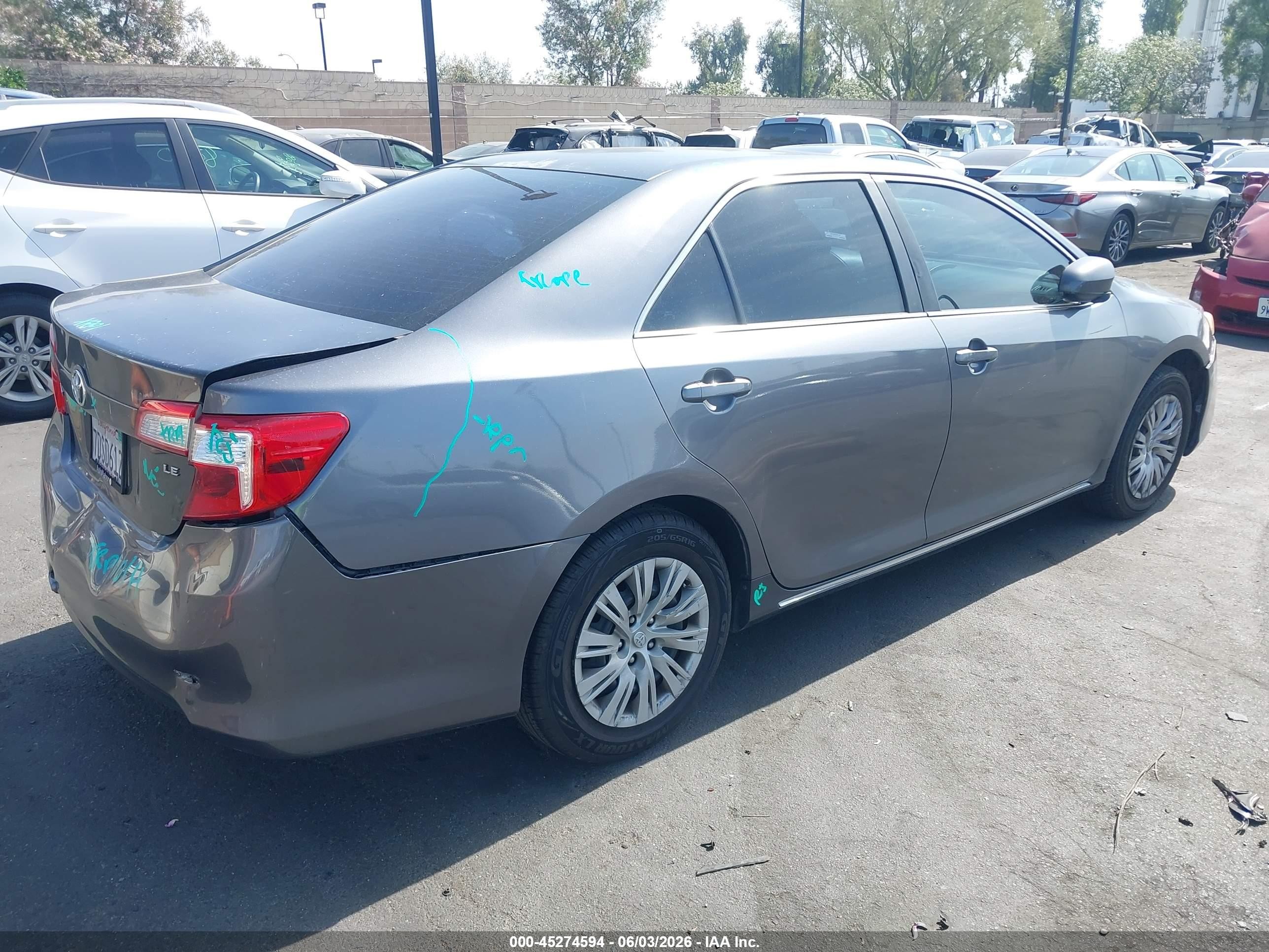 2012 Toyota Camry Le Серый vin: 4T1BF1FKXCU099506