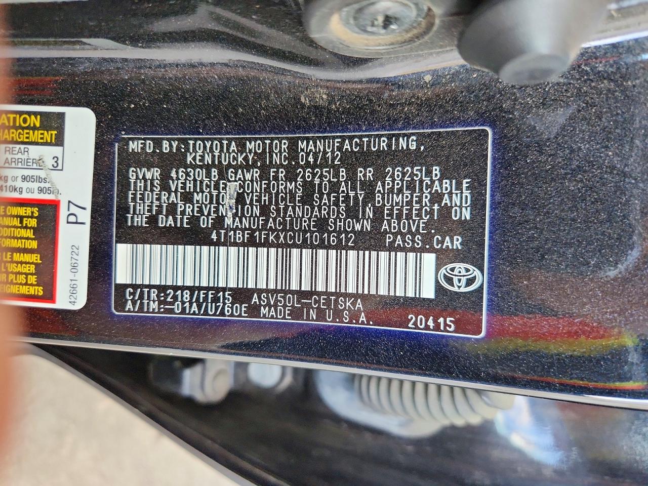 2012 Toyota Camry Se Black vin: 4T1BF1FKXCU101612