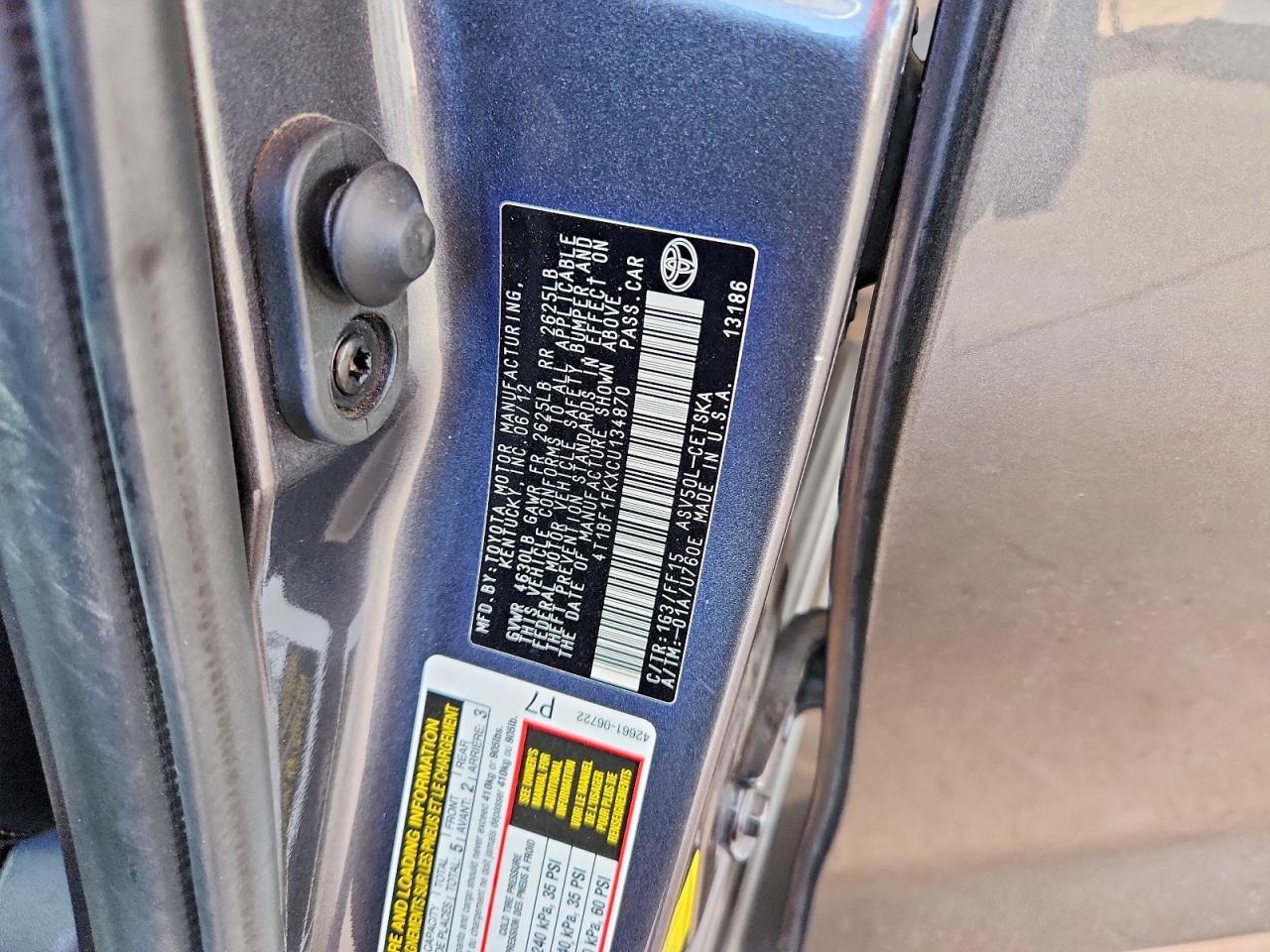 2012 Toyota Camry Se Gray vin: 4T1BF1FKXCU134870