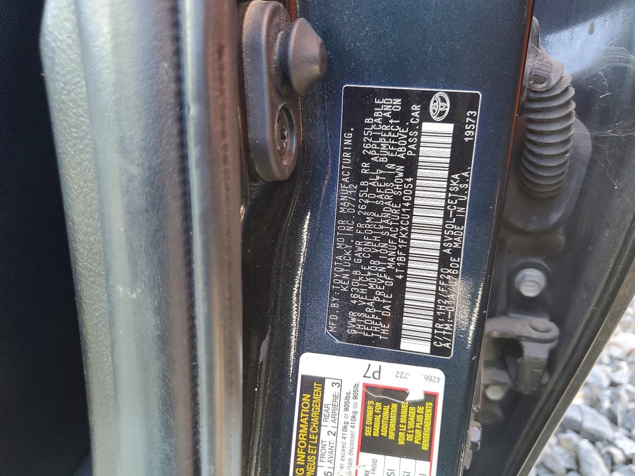 2012 Toyota Camry Se Black vin: 4T1BF1FKXCU140054