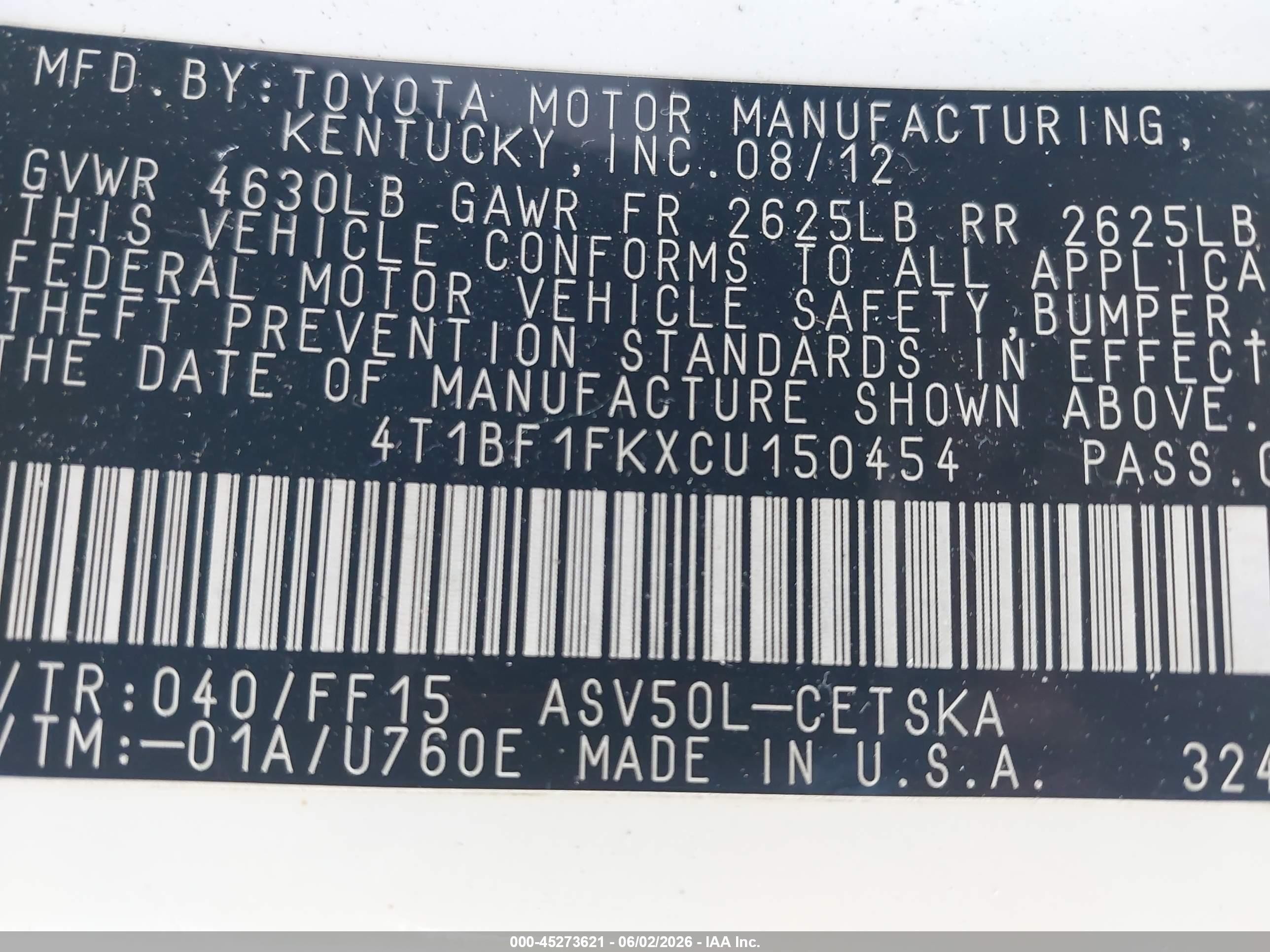 2012 Toyota Camry Se Белый vin: 4T1BF1FKXCU150454