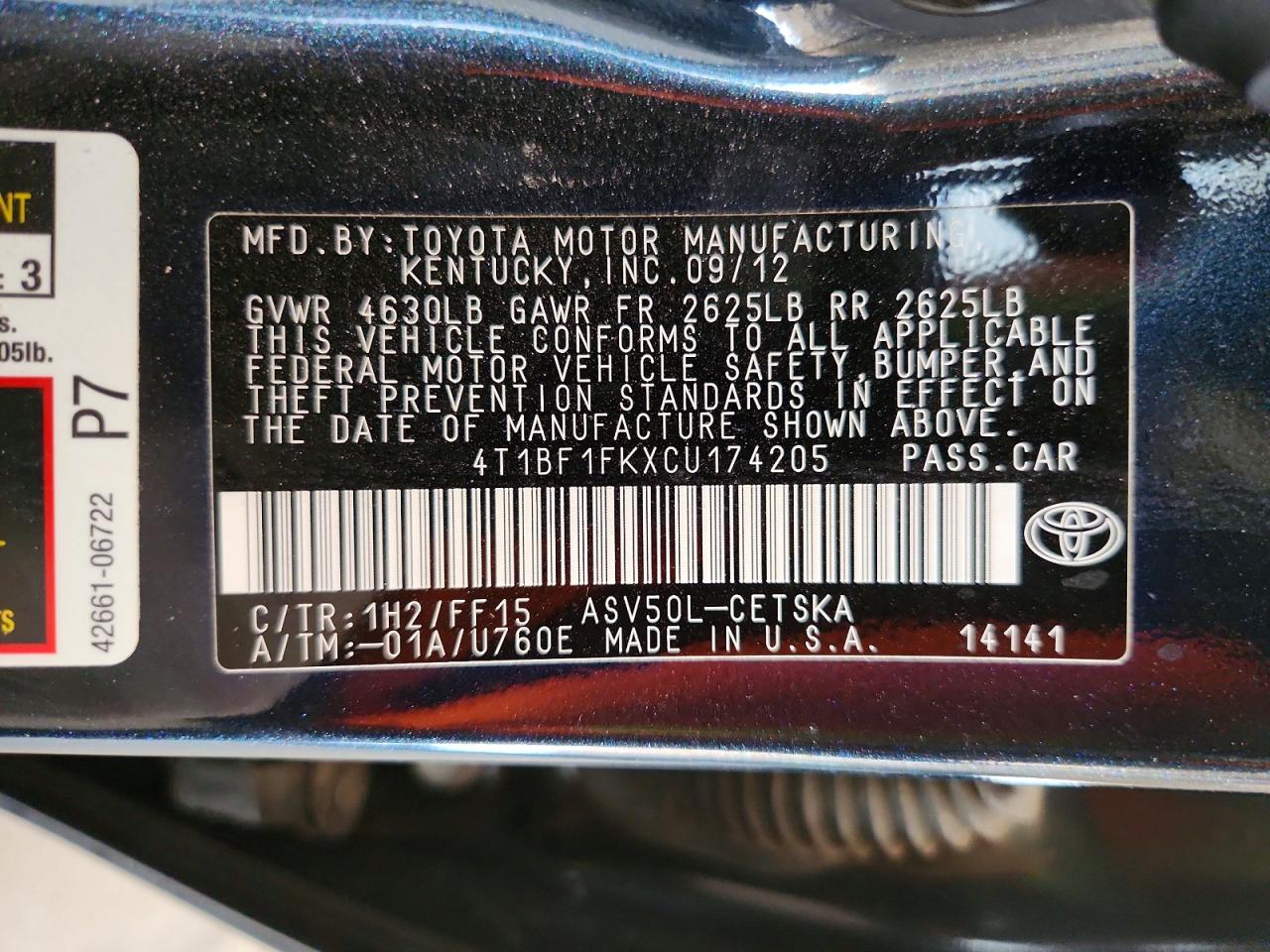 2012 Toyota Camry Se Синий vin: 4T1BF1FKXCU174205