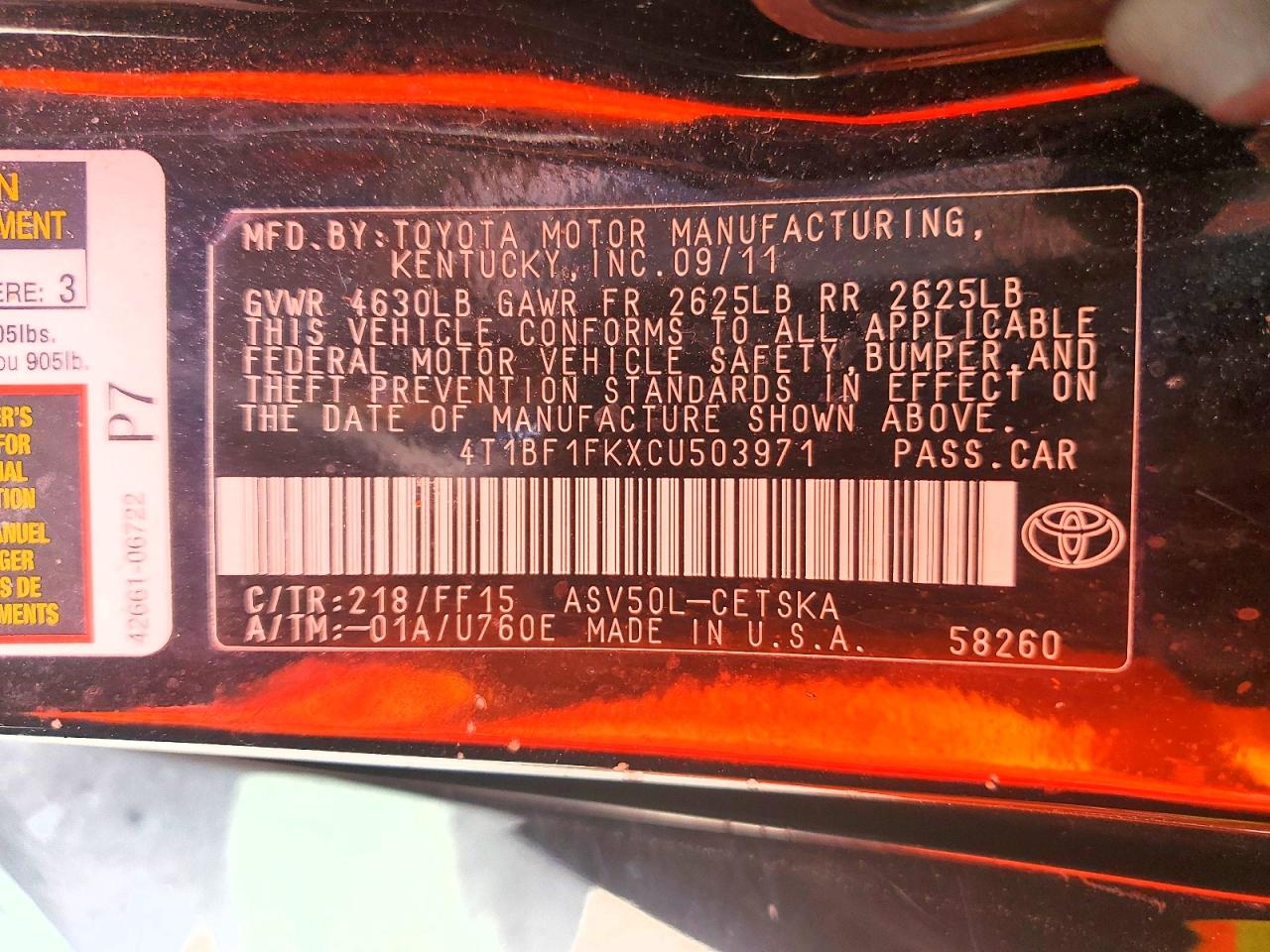 2012 Toyota Camry Se Black vin: 4T1BF1FKXCU503971