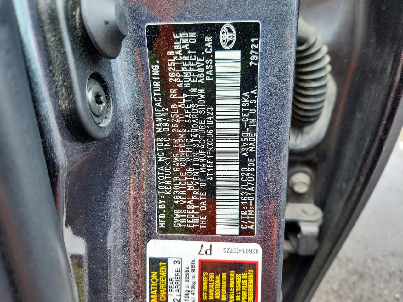 2012 Toyota Camry Se Серый vin: 4T1BF1FKXCU610423