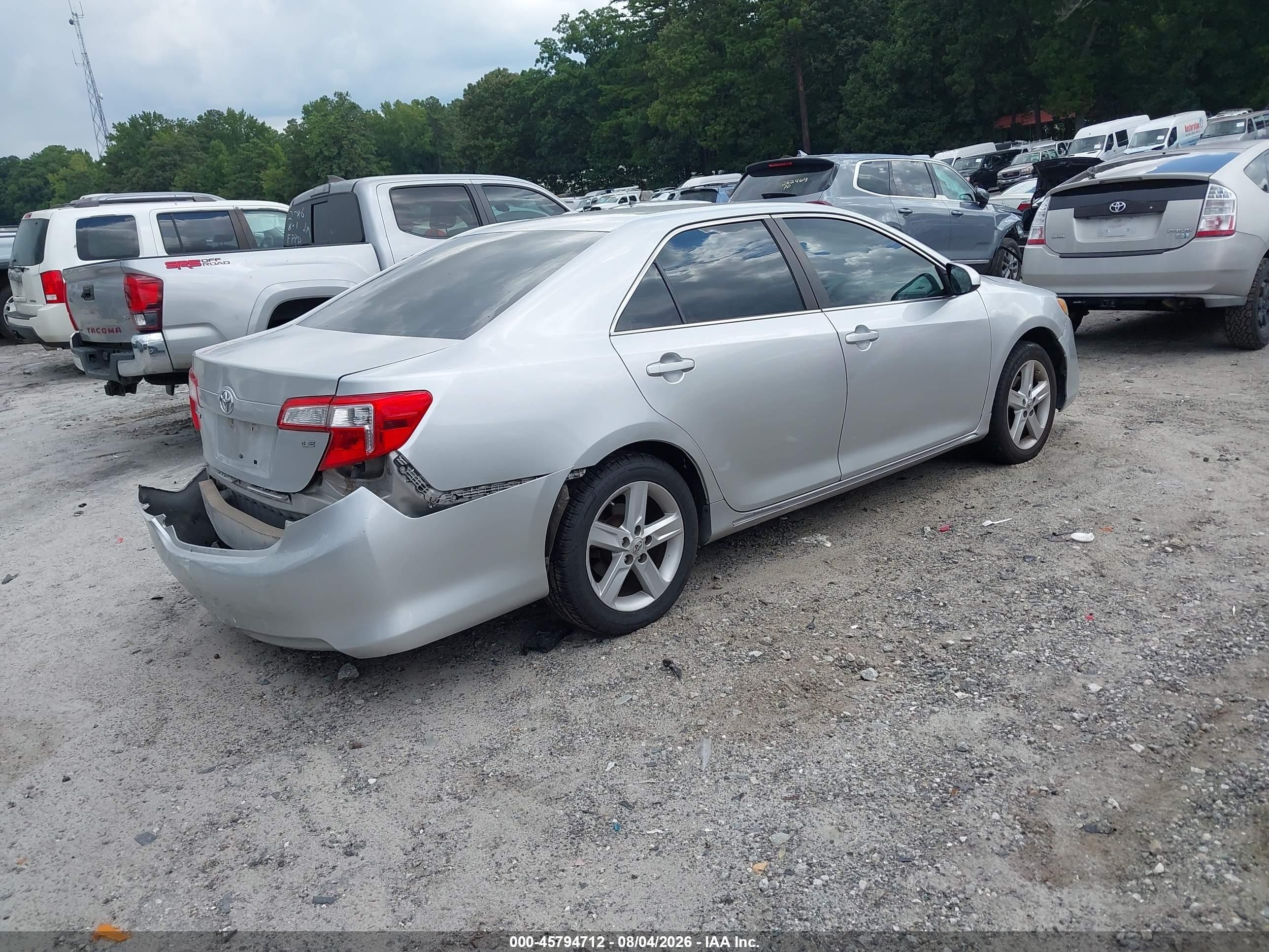 2013 Toyota Camry Le Silver vin: 4T1BF1FKXDU219516