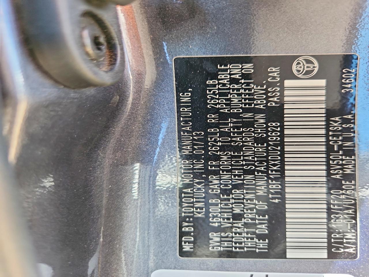 2013 Toyota Camry Se Charcoal vin: 4T1BF1FKXDU219628