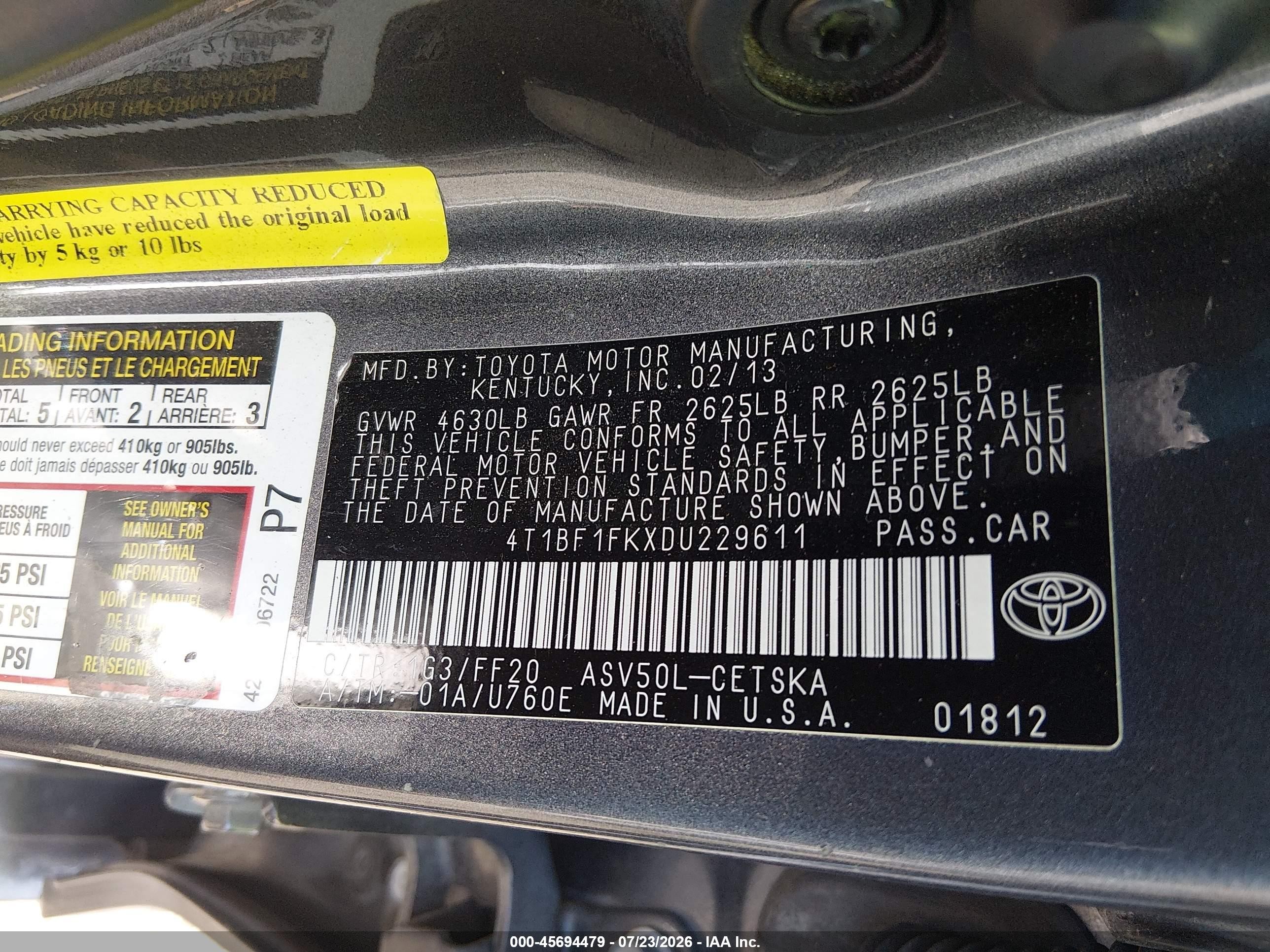 2013 Toyota Camry Se Gray vin: 4T1BF1FKXDU229611