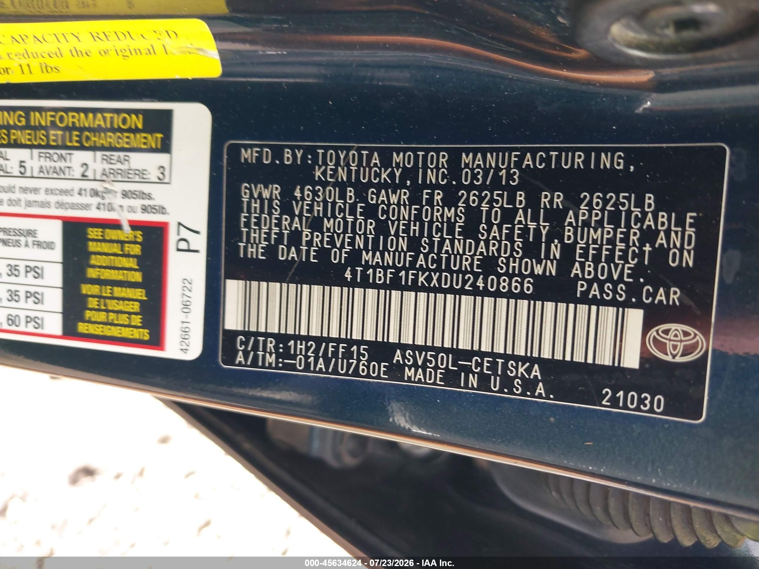 2013 Toyota Camry Se Black vin: 4T1BF1FKXDU240866
