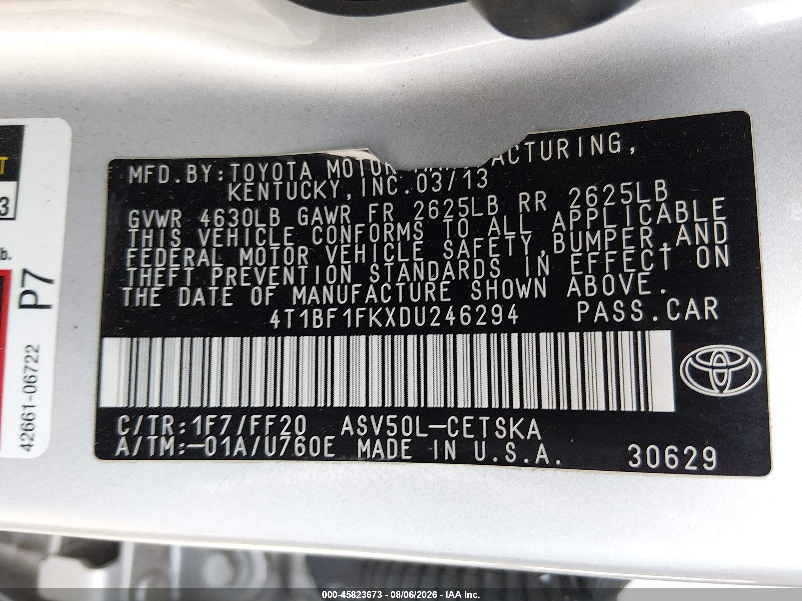 2013 Toyota Camry Se Серебряный vin: 4T1BF1FKXDU246294