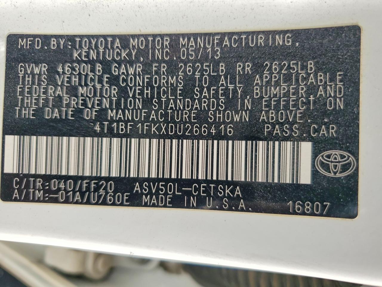 2013 Toyota Camry Se White vin: 4T1BF1FKXDU266416