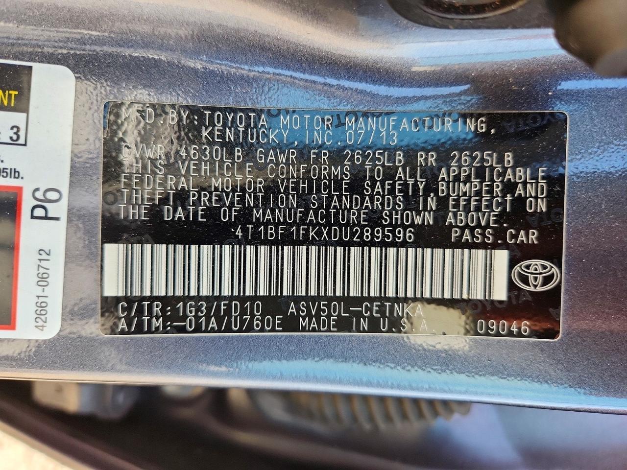 2013 Toyota Camry Le Gray vin: 4T1BF1FKXDU289596