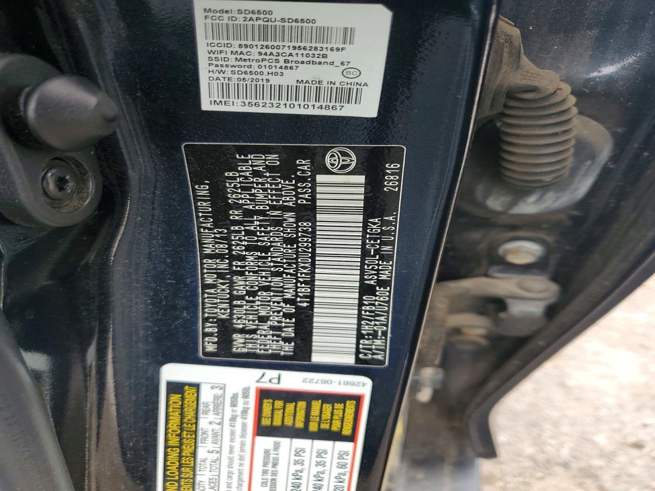 2013 Toyota Camry Xle Gray vin: 4T1BF1FKXDU299738