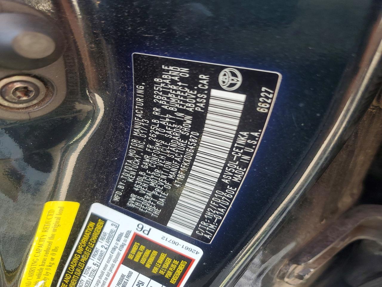 2013 Toyota Camry Le Синий vin: 4T1BF1FKXDU645870