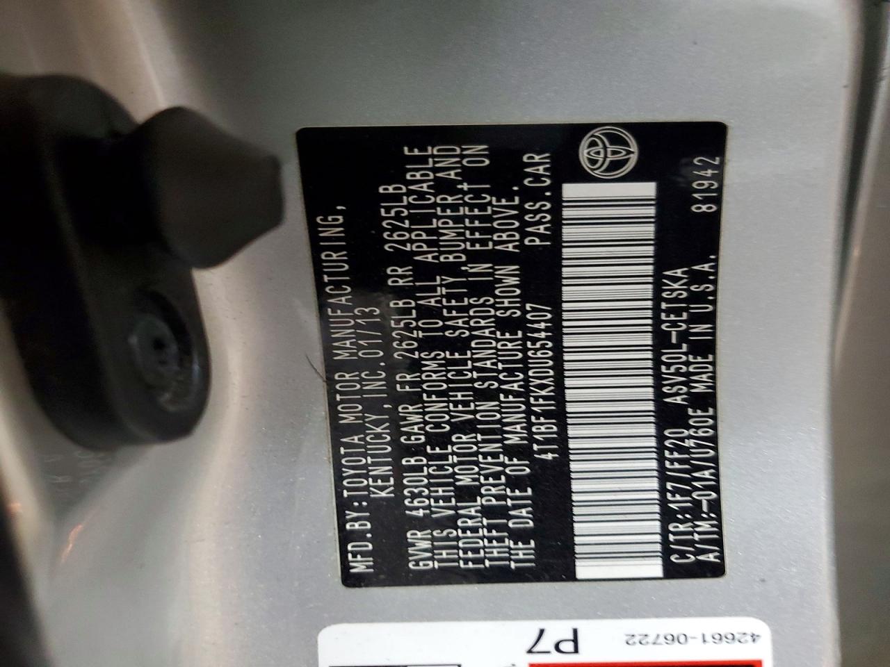 2013 Toyota Camry Se Silver vin: 4T1BF1FKXDU654407