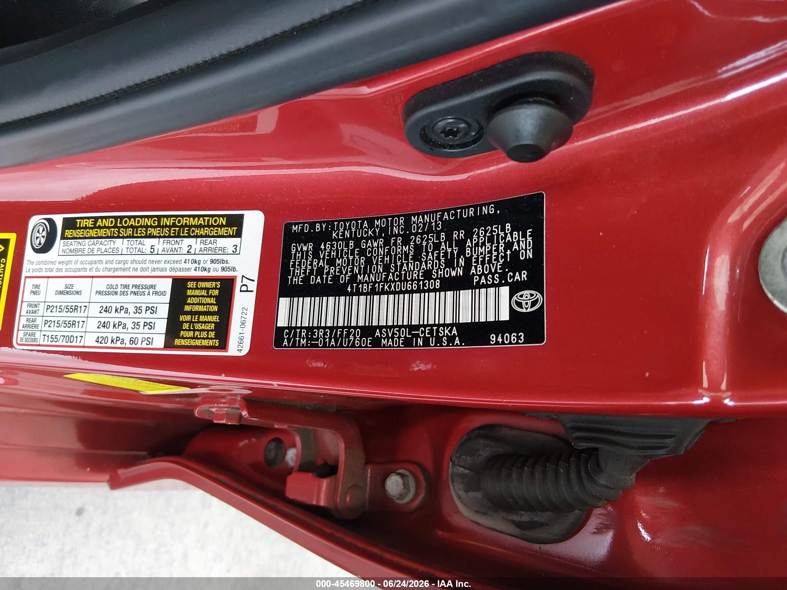 2013 Toyota Camry Se Red vin: 4T1BF1FKXDU661308