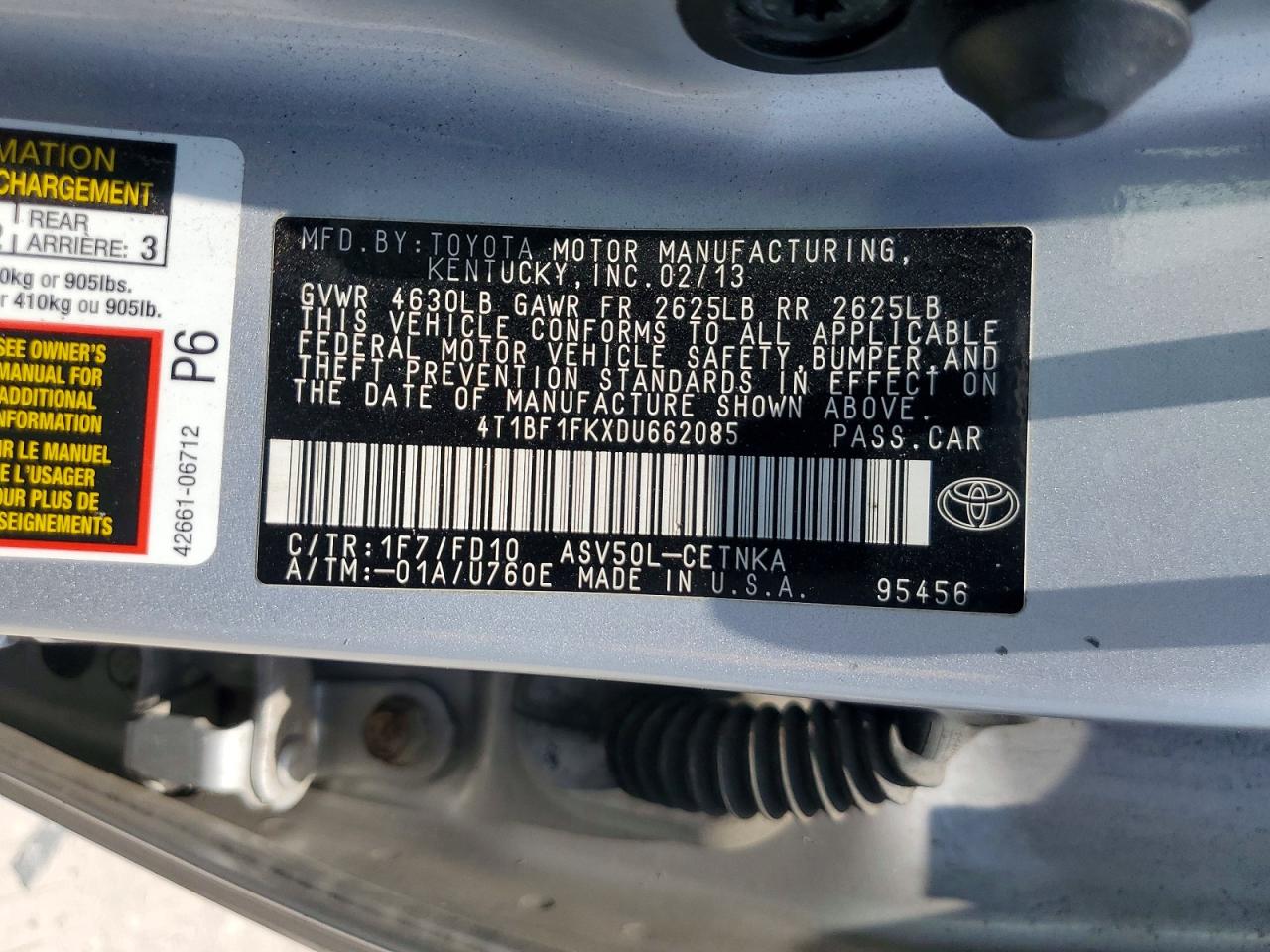 2013 Toyota Camry Le Silver vin: 4T1BF1FKXDU662085