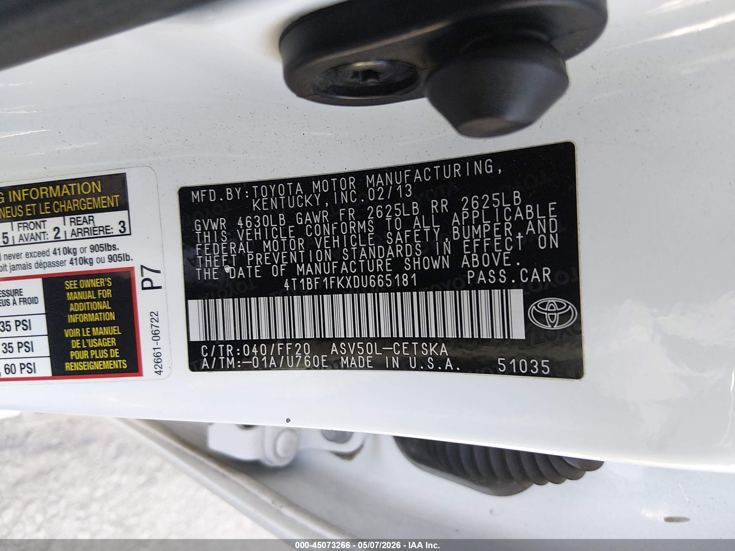 2013 Toyota Camry Se Белый vin: 4T1BF1FKXDU665181