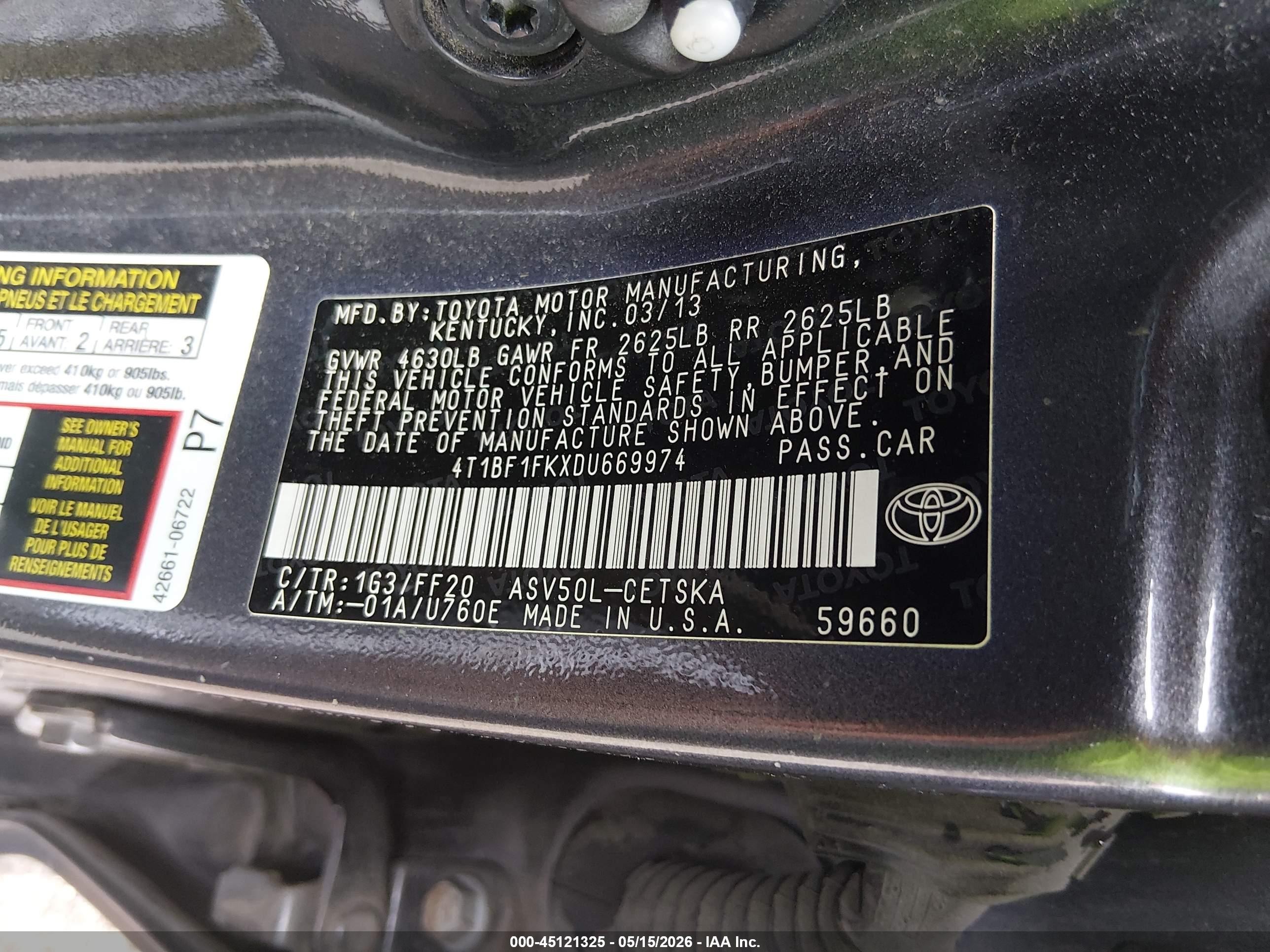 2013 Toyota Camry Se Gray vin: 4T1BF1FKXDU669974