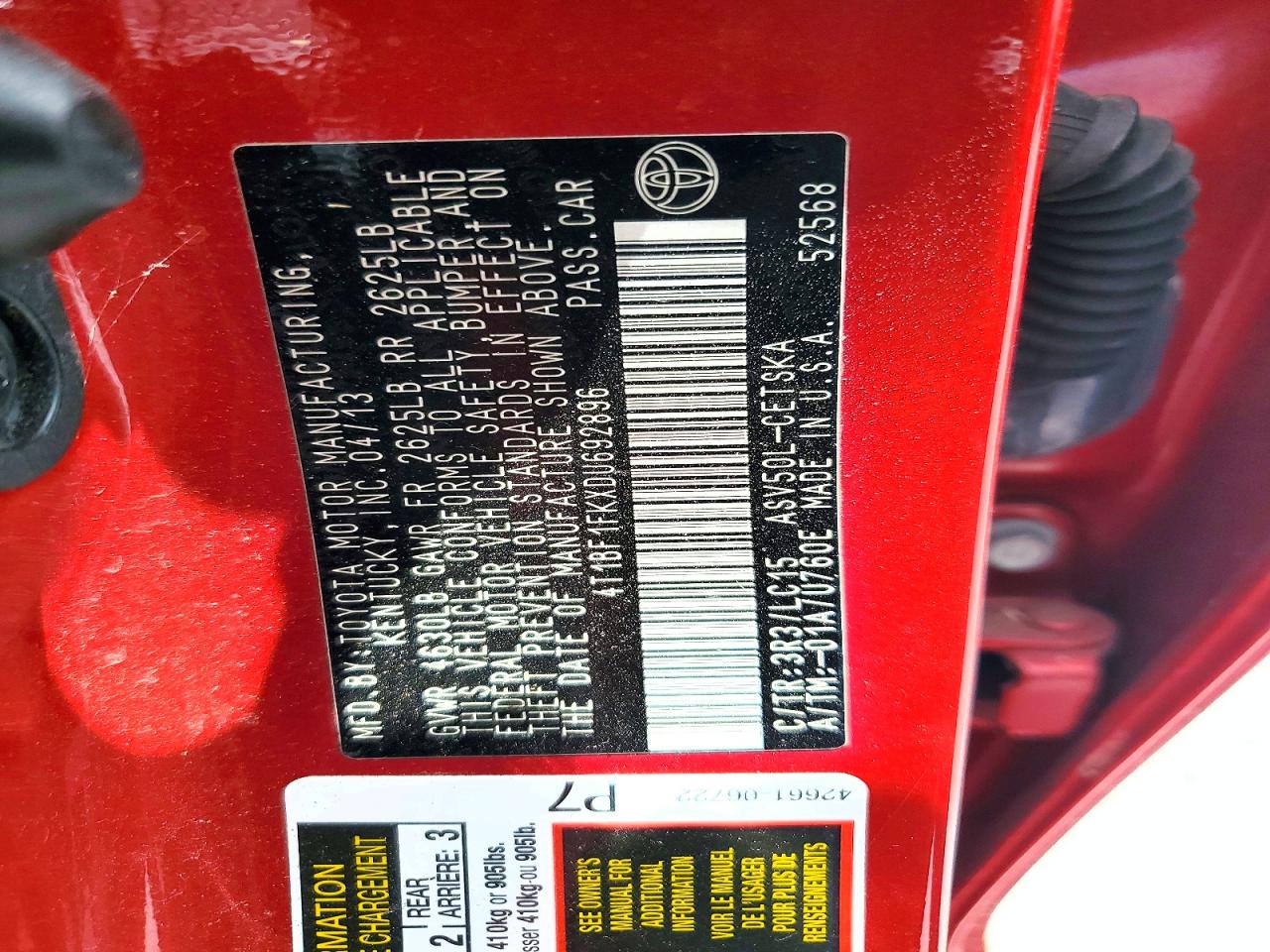 2013 Toyota Camry Se Red vin: 4T1BF1FKXDU692896