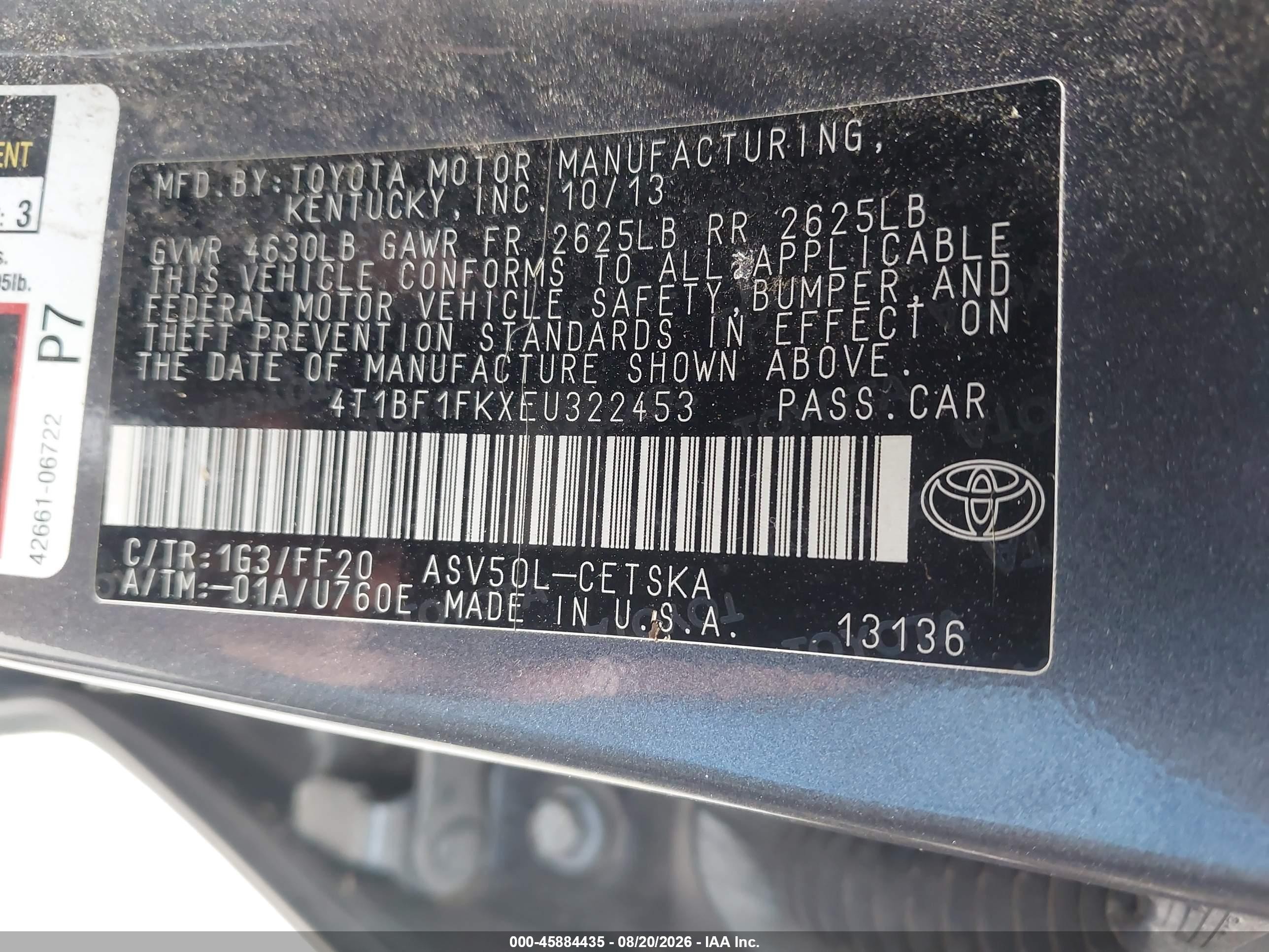2014 Toyota Camry Se Gray vin: 4T1BF1FKXEU322453