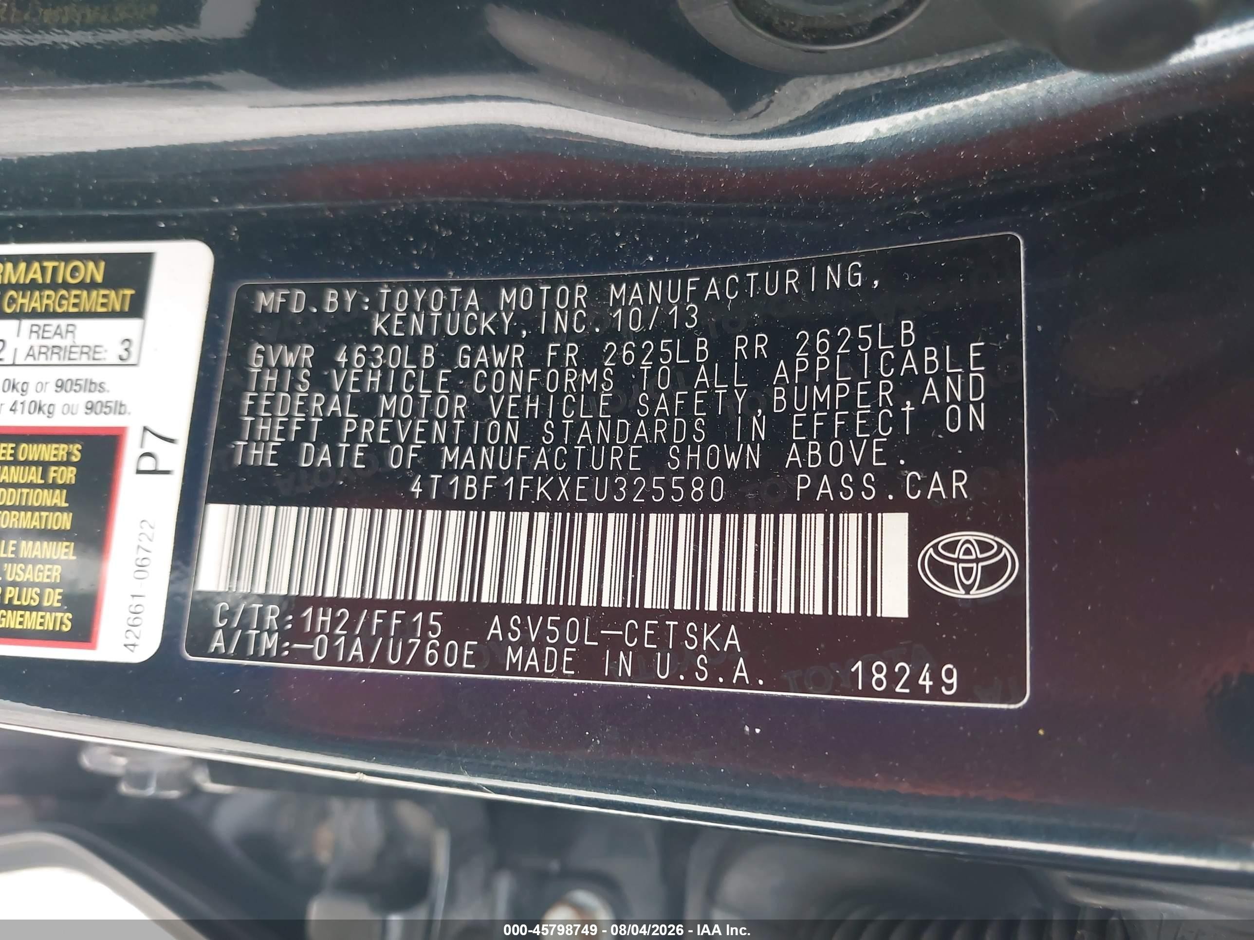 2014 Toyota Camry Se Dark Blue vin: 4T1BF1FKXEU325580