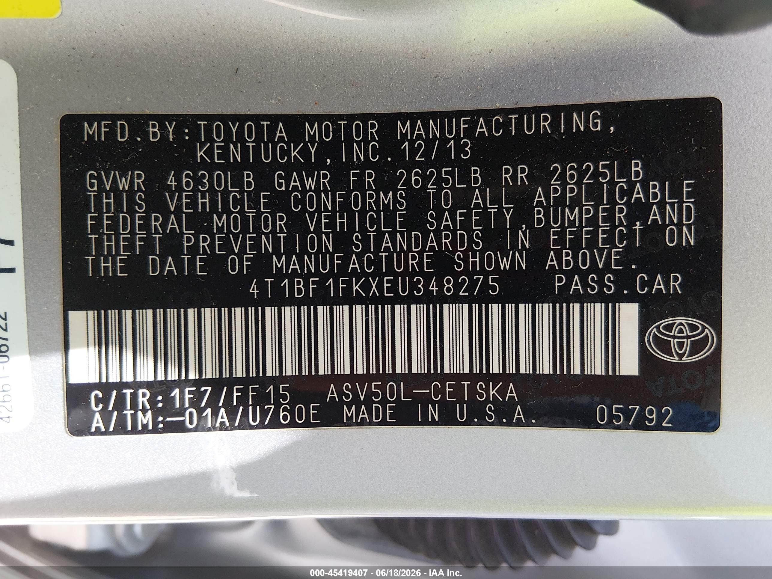 2014 Toyota Camry Se Silver vin: 4T1BF1FKXEU348275