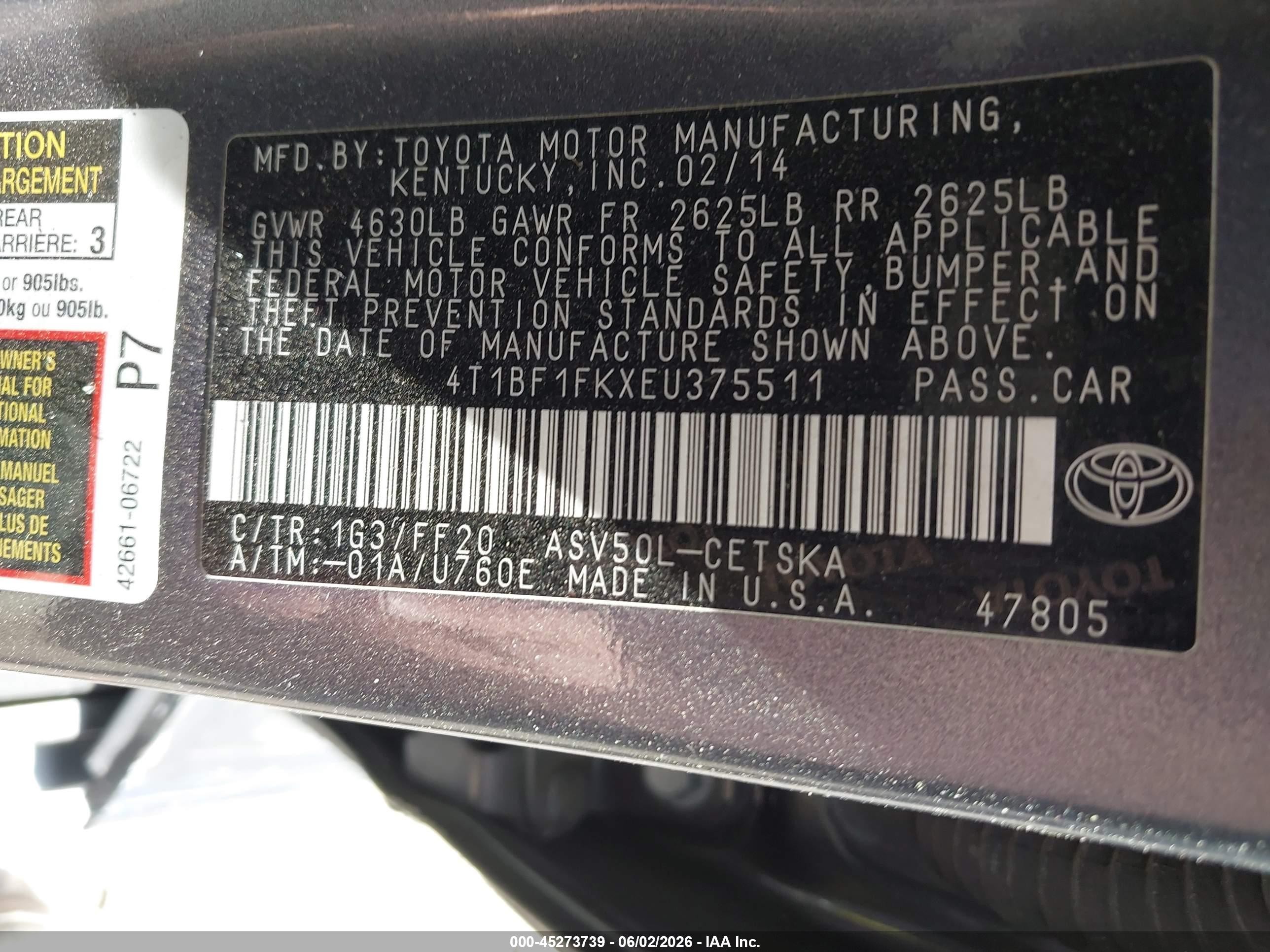 2014 Toyota Camry Se Gray vin: 4T1BF1FKXEU375511