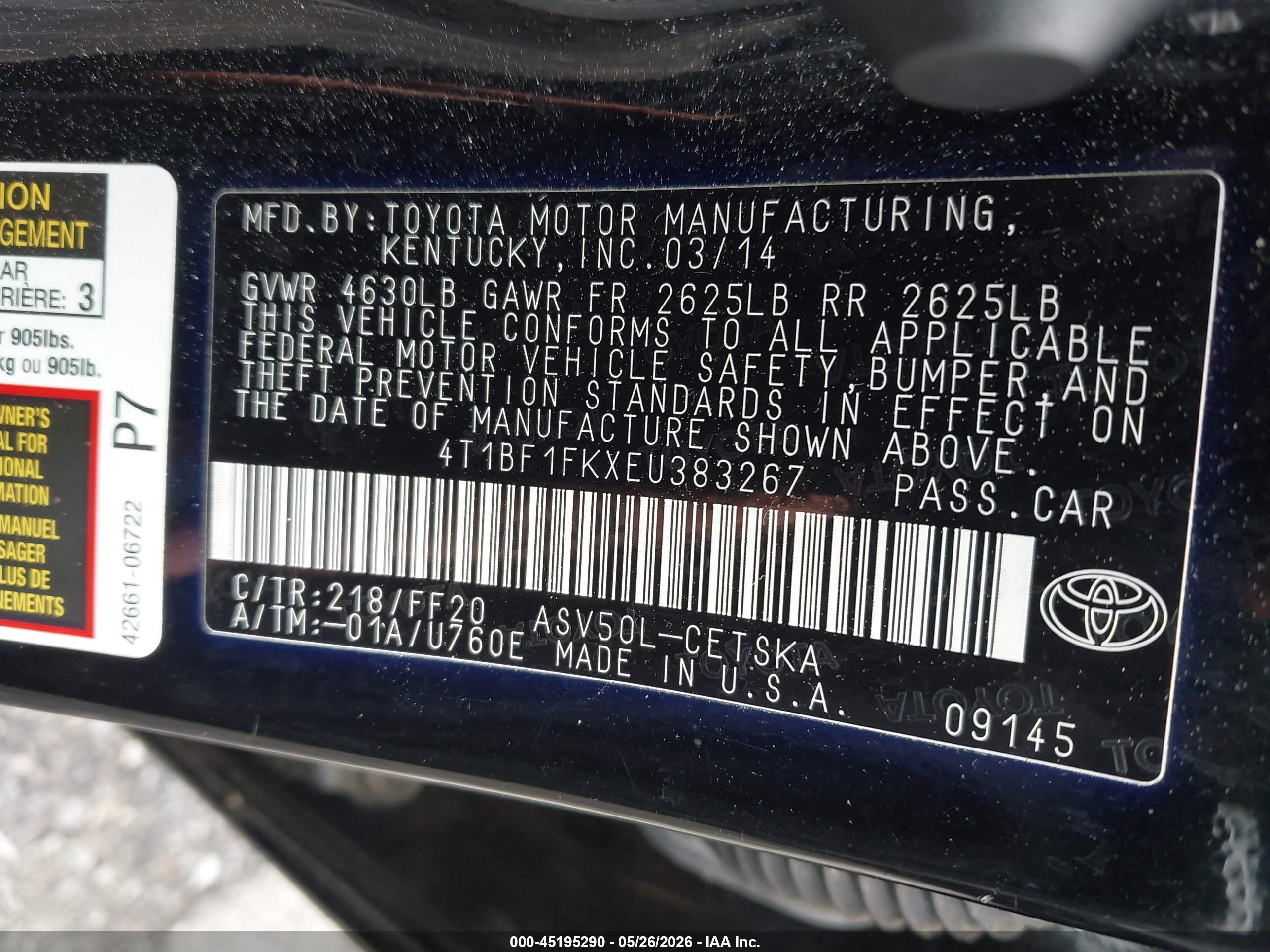2014 Toyota Camry Se Черный vin: 4T1BF1FKXEU383267