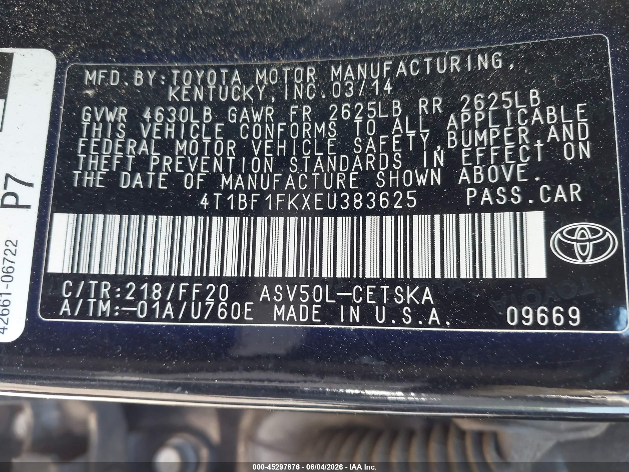 2014 Toyota Camry Se Black vin: 4T1BF1FKXEU383625