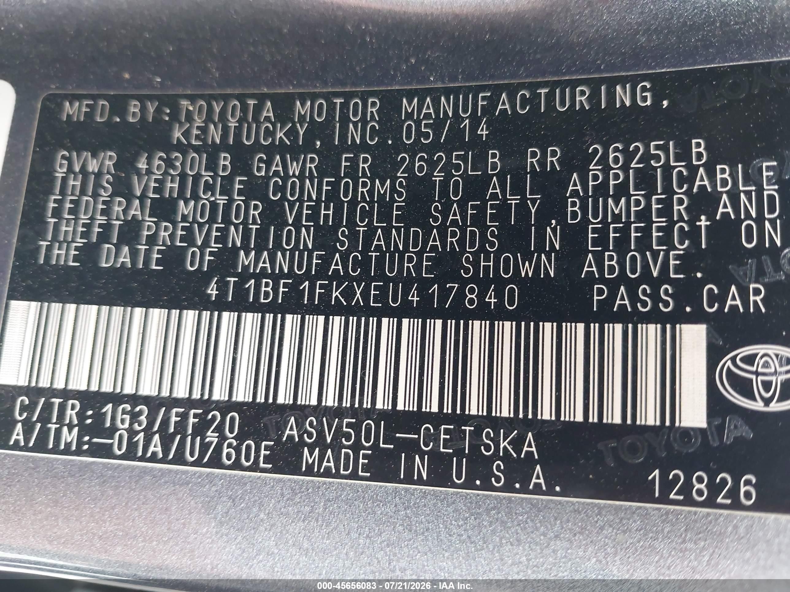 2014 Toyota Camry Se Gray vin: 4T1BF1FKXEU417840