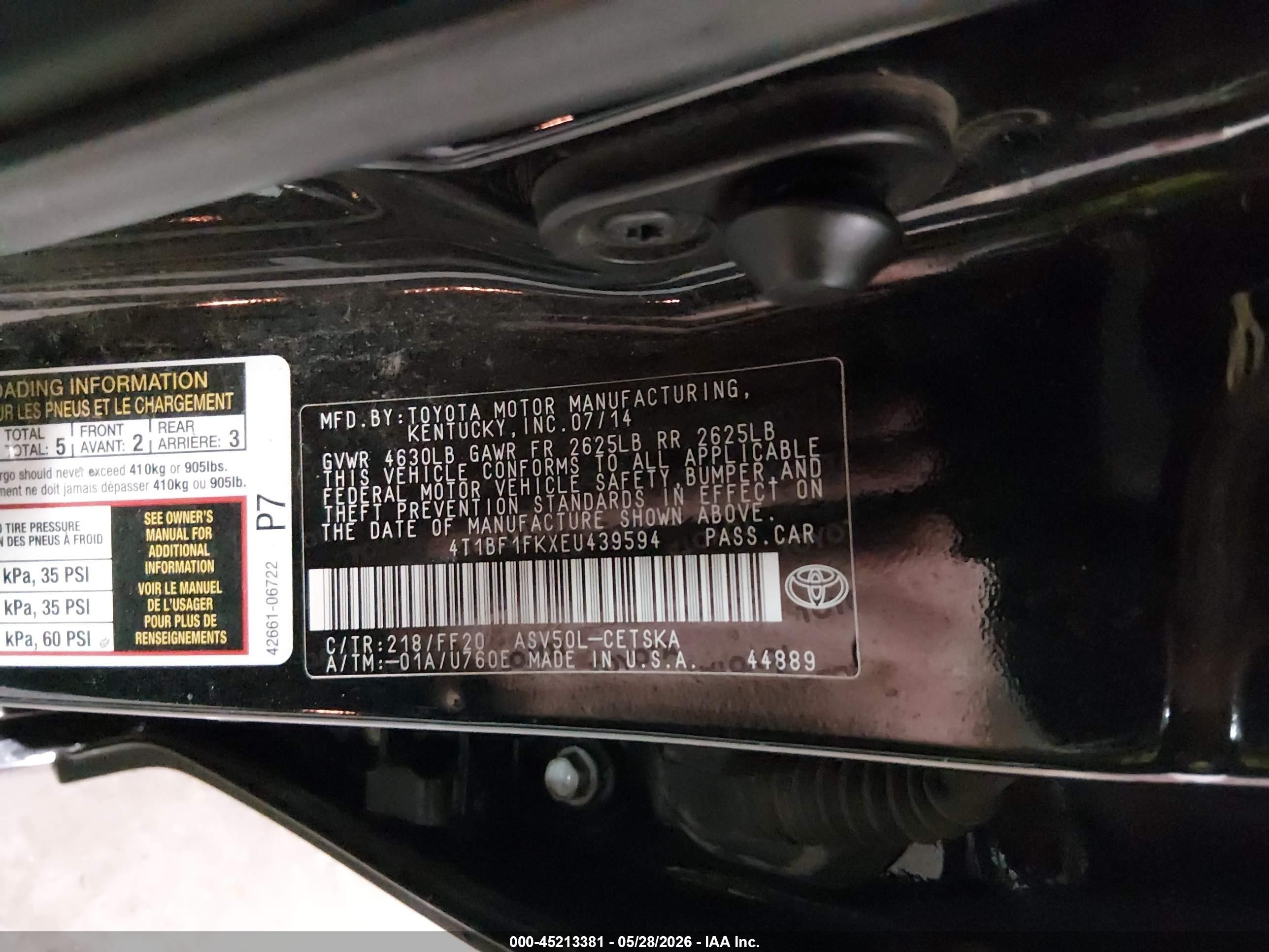 2014 Toyota Camry Se Black vin: 4T1BF1FKXEU439594