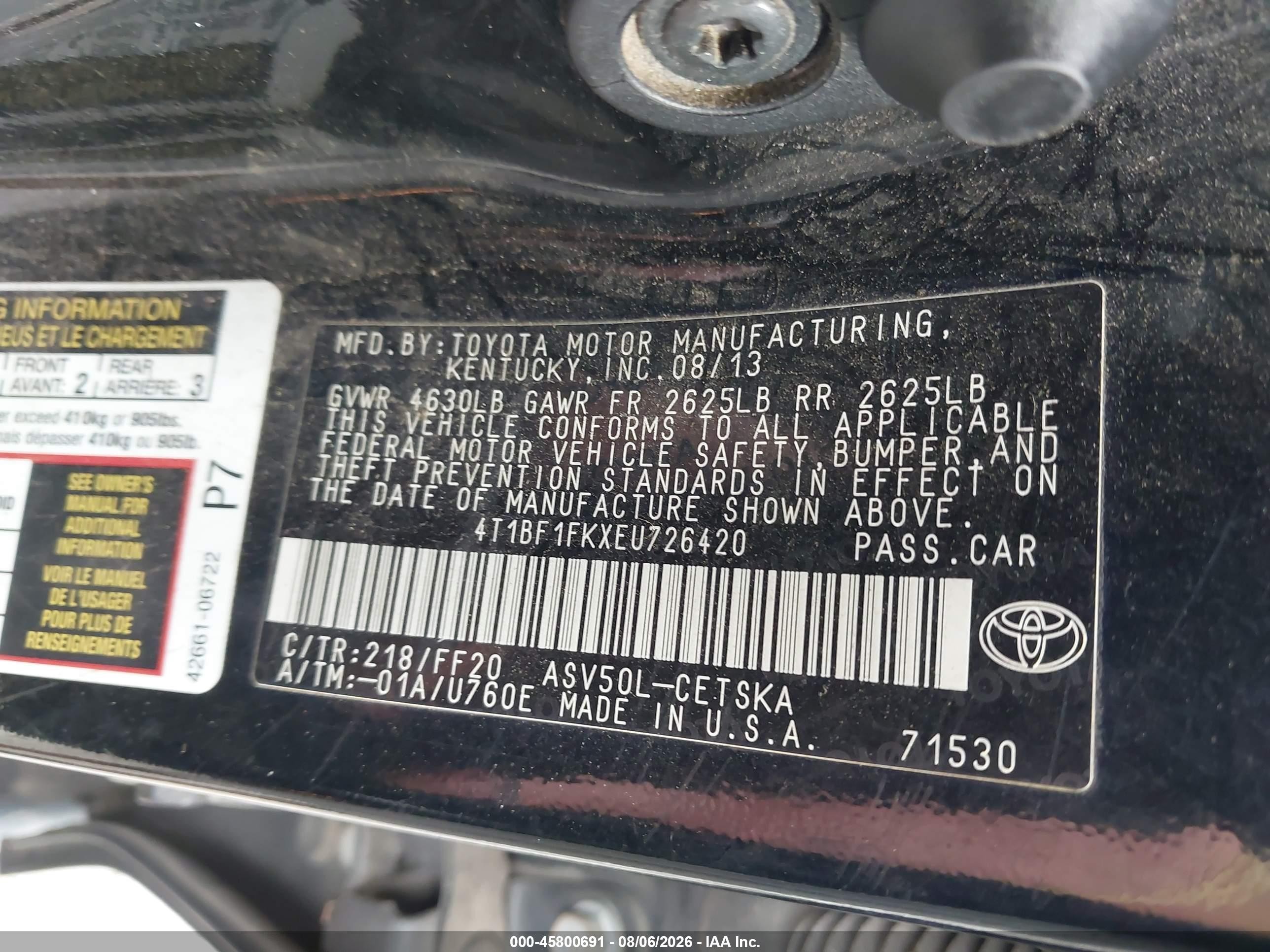 2014 Toyota Camry Se Black vin: 4T1BF1FKXEU726420
