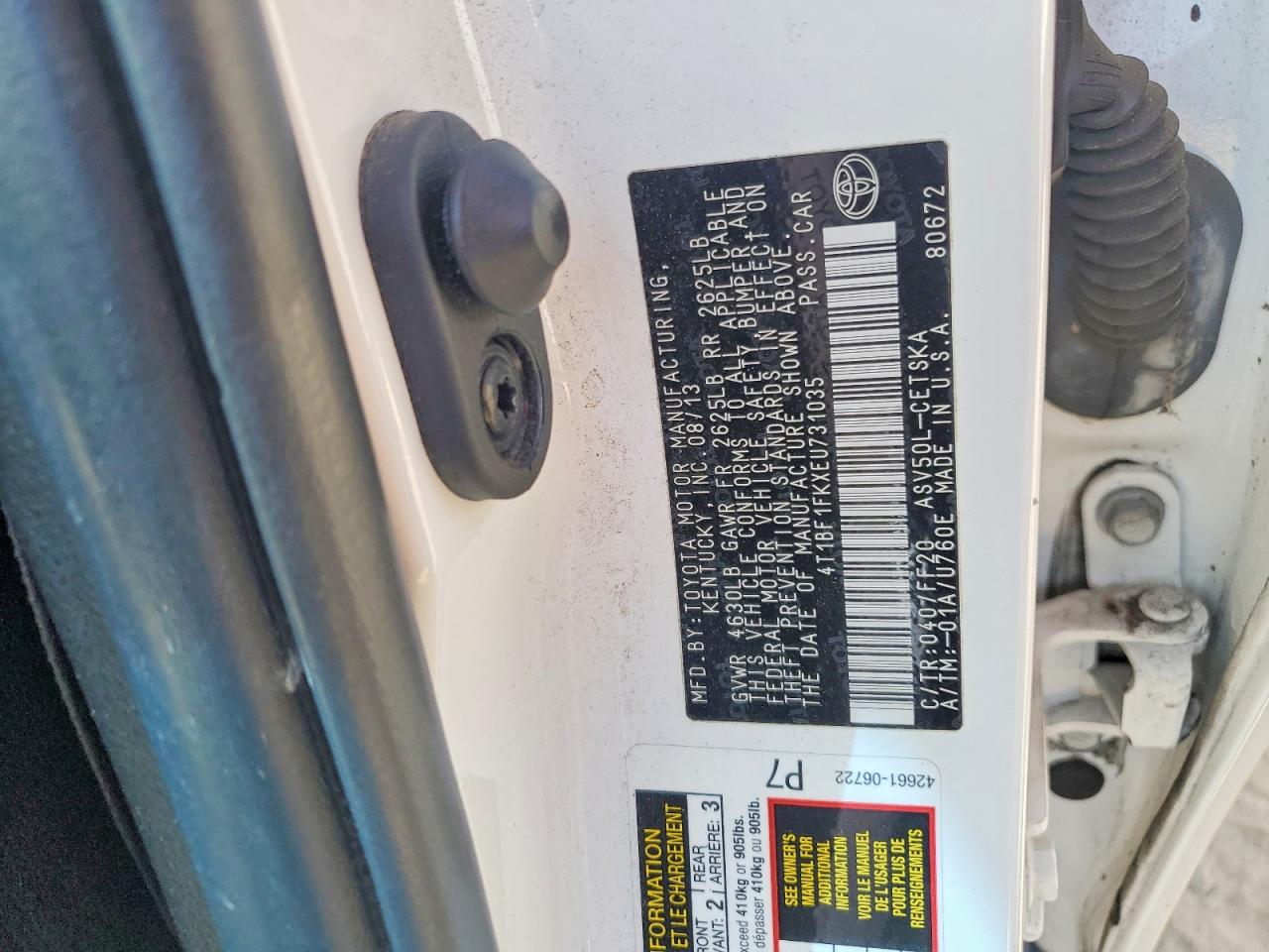 2014 Toyota Camry Se White vin: 4T1BF1FKXEU731035