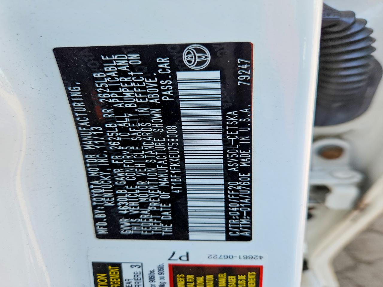 2014 Toyota Camry Se White vin: 4T1BF1FKXEU758008