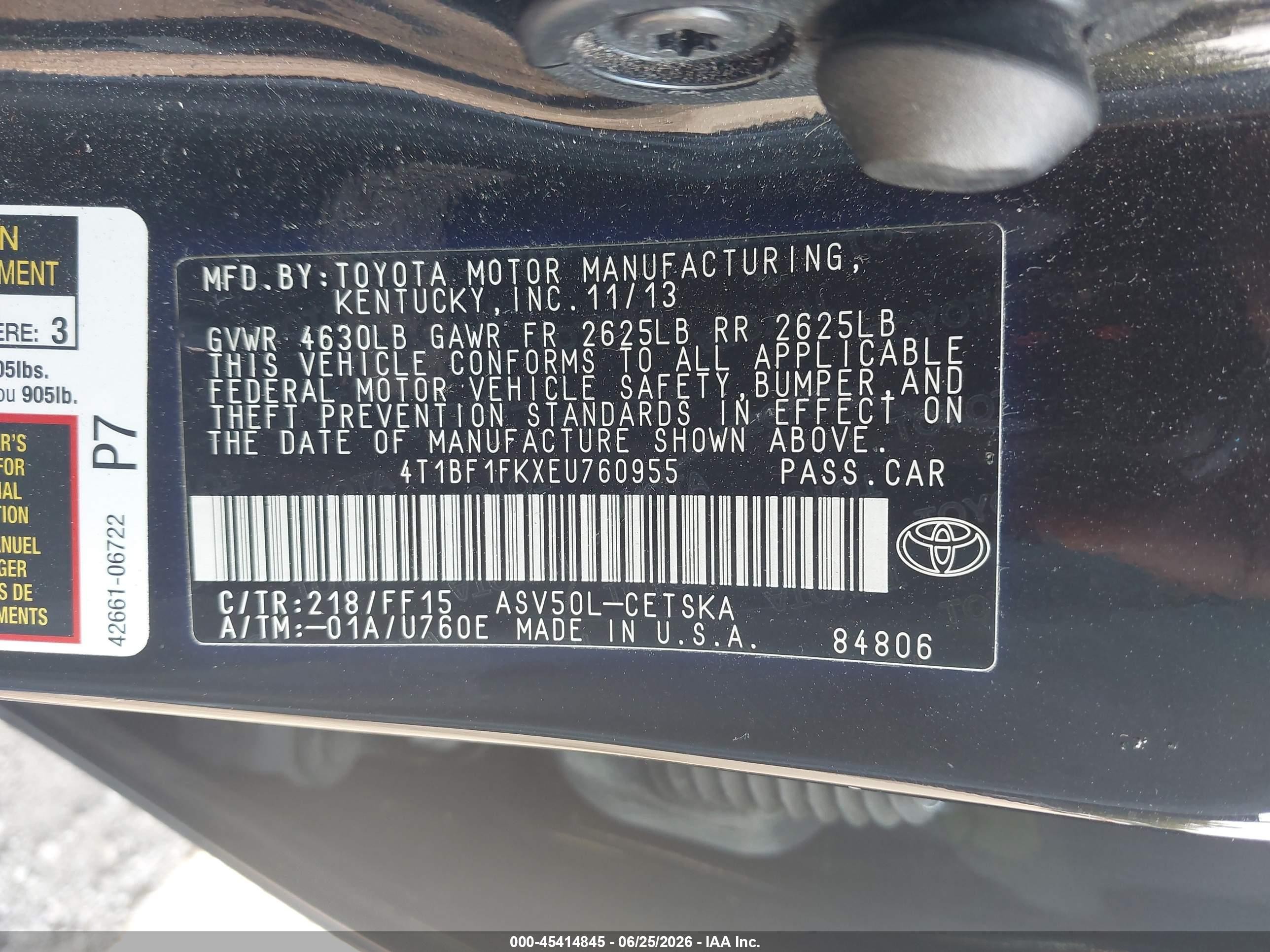 2014 Toyota Camry Se Black vin: 4T1BF1FKXEU760955