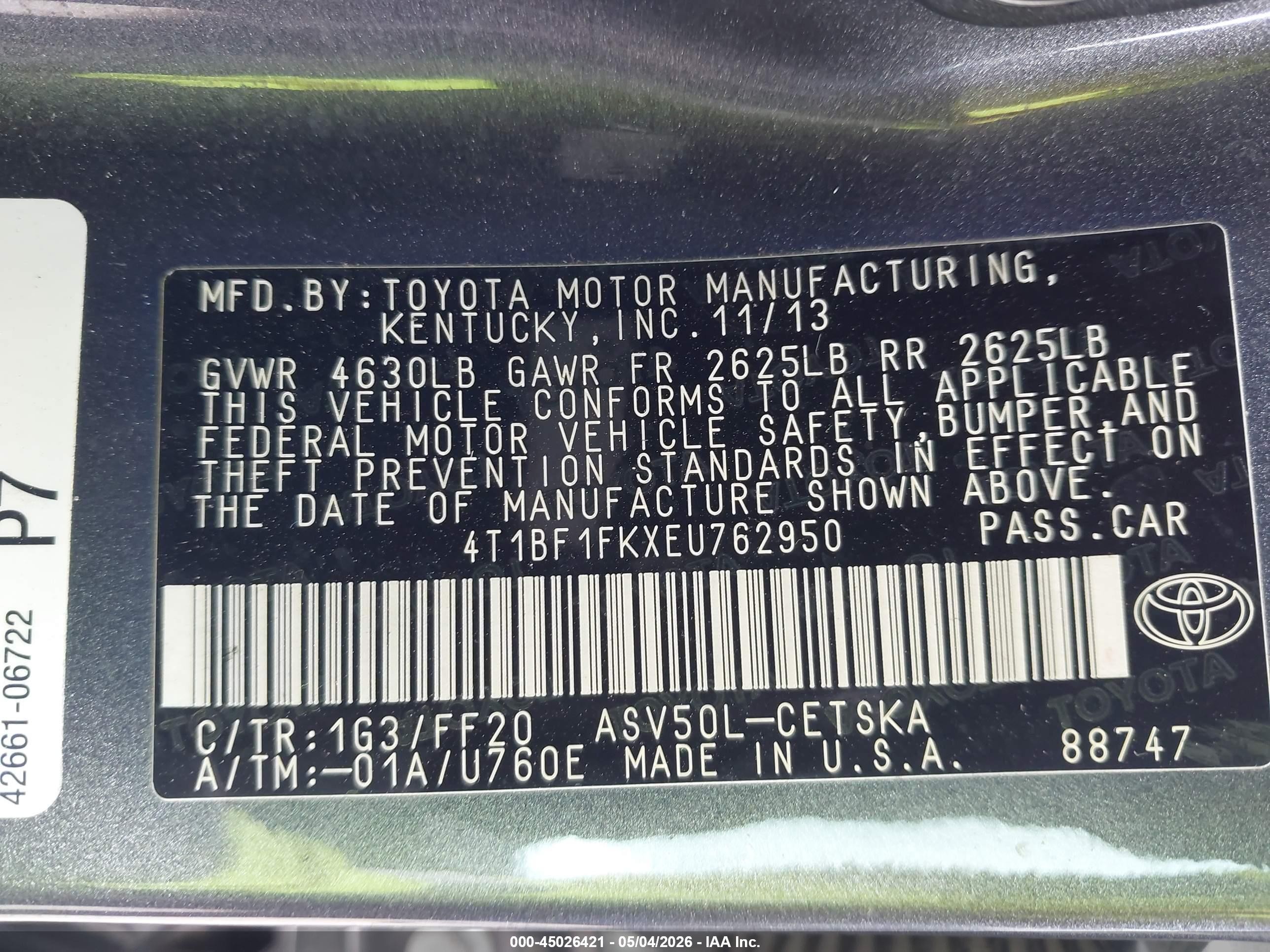 2014 Toyota Camry Se Gray vin: 4T1BF1FKXEU762950
