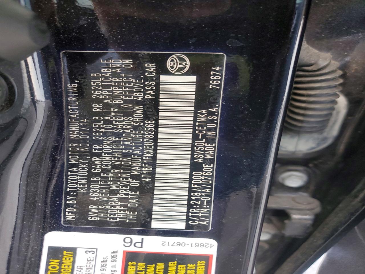 2014 Toyota Camry Le Black vin: 4T1BF1FKXEU782566