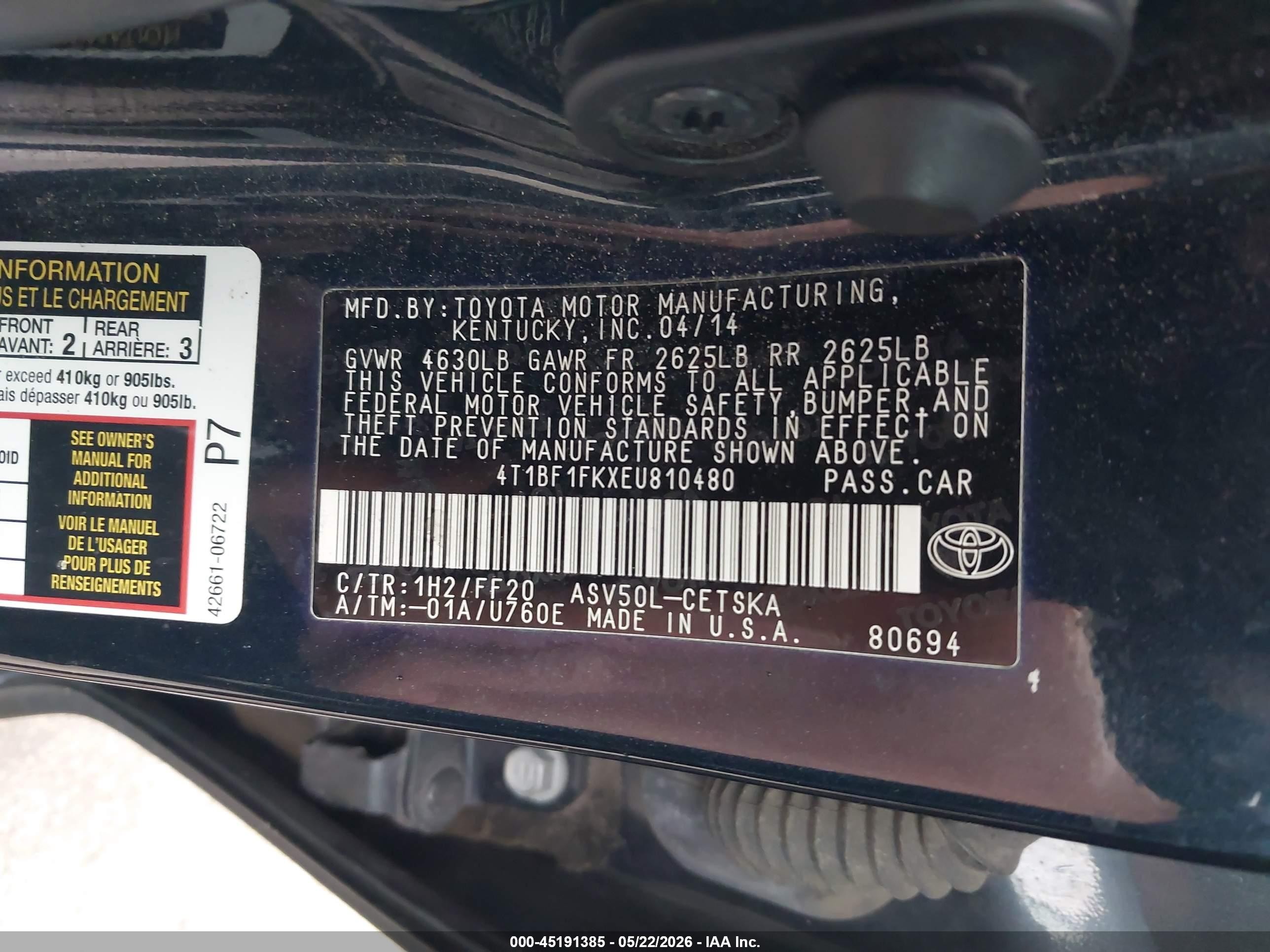 2014 Toyota Camry Se Black vin: 4T1BF1FKXEU810480